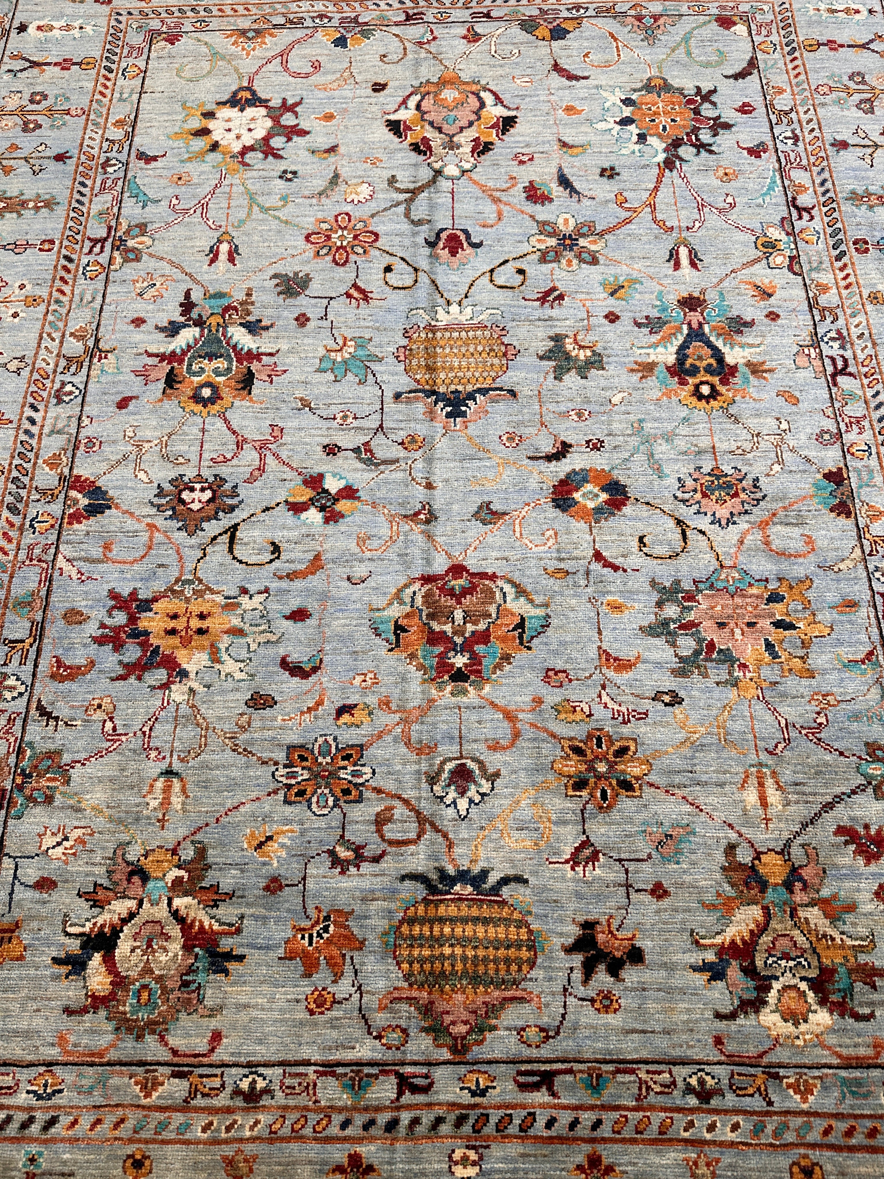 Hand-Knotted Afghani Chobi Sultani Wool Rug | Floral Design | 6′ x 7′6″