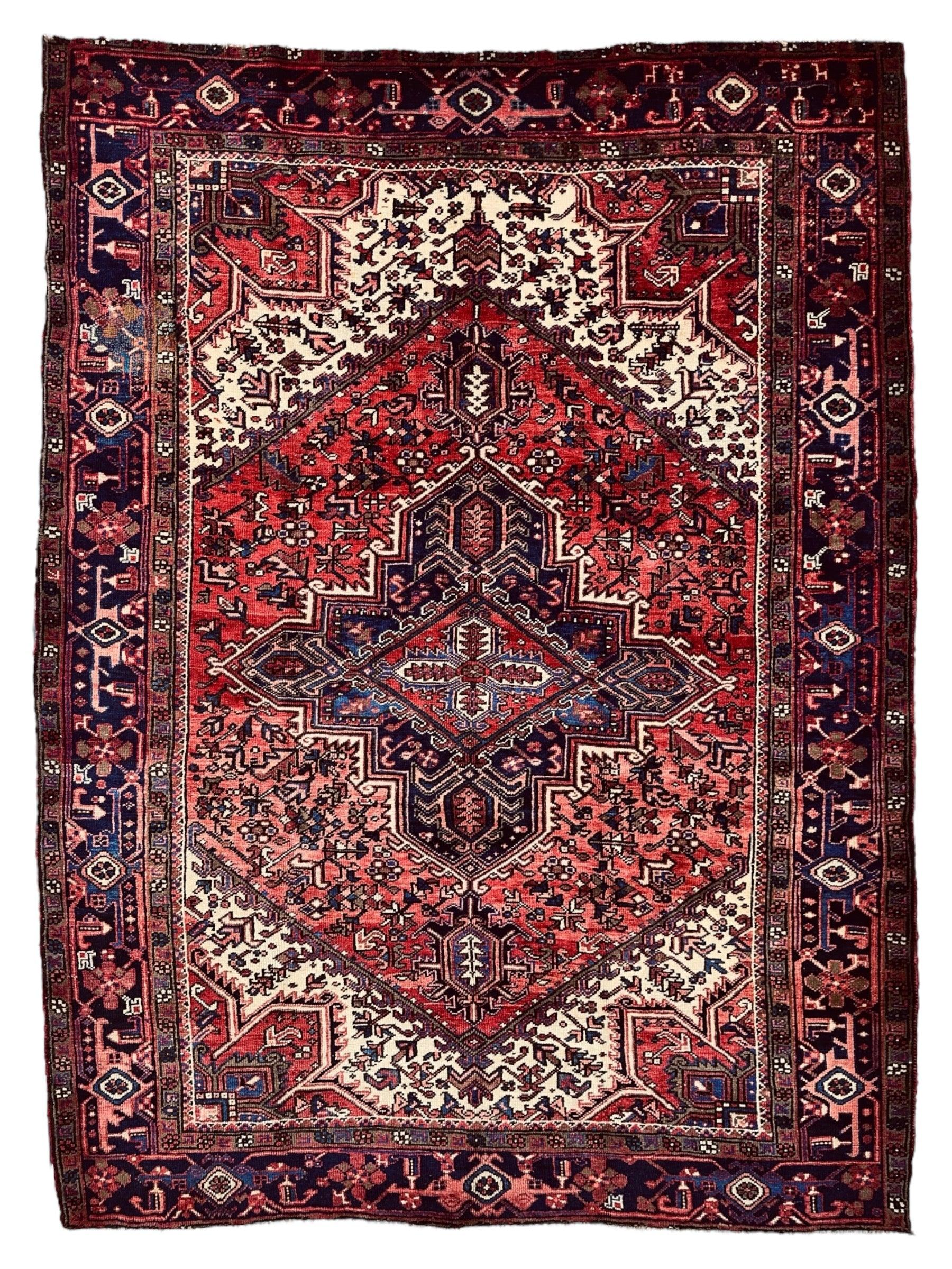 Exquisite 1960's Persian Heriz Wool Area Rug 7’ x 9’8”