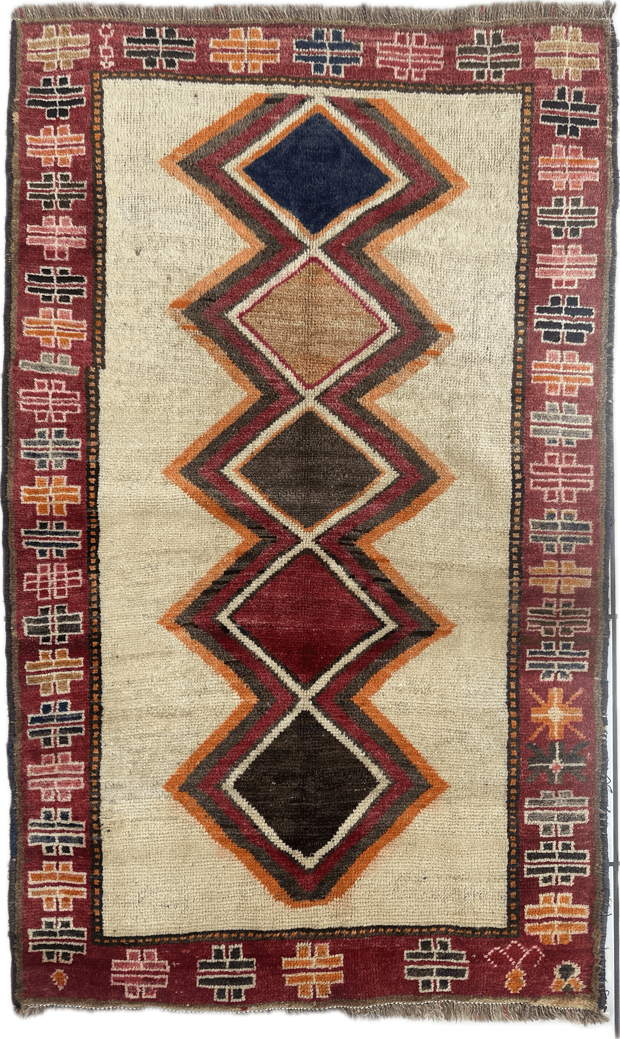 1950’s Gabbeh Qashqai Wool Rug 4’9” x 6’1”