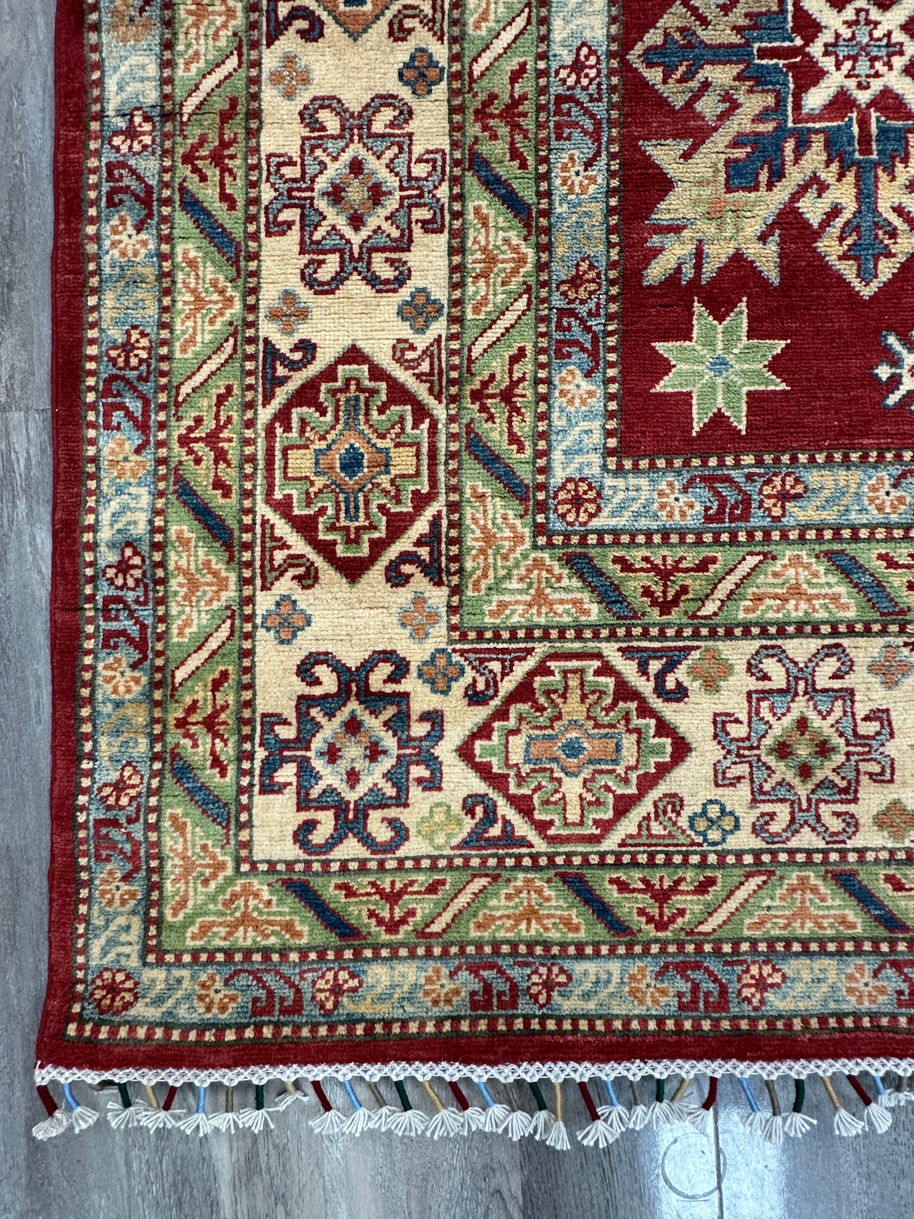Hand-Knotted Afghani Kazak Wool Rug – 8’10″  x  11’11″