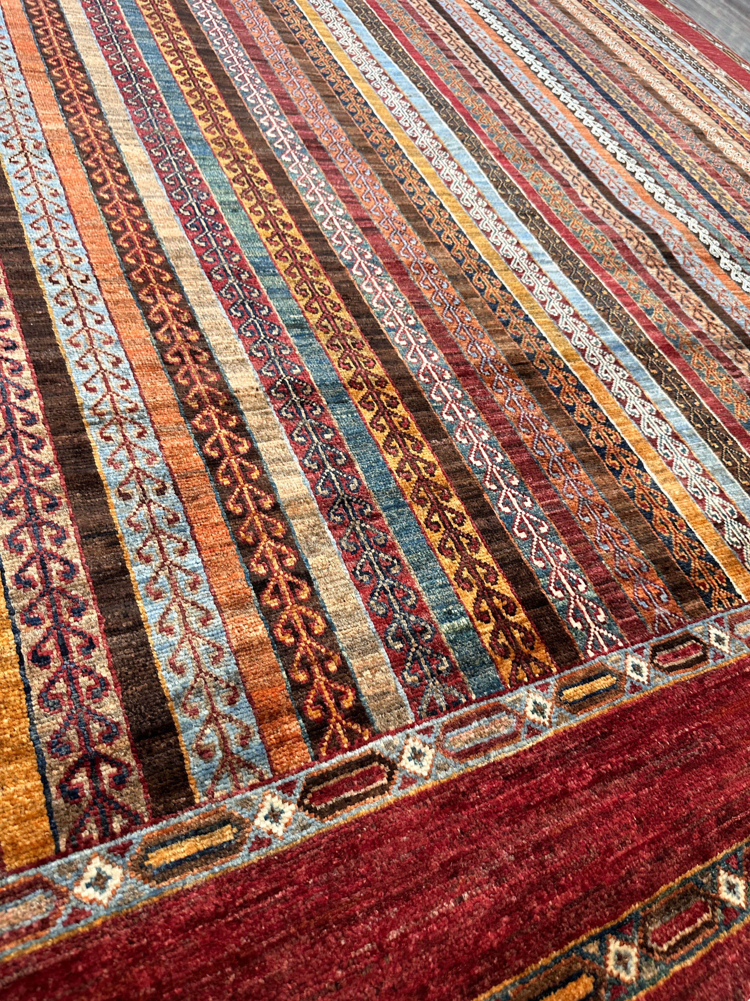 Hand-Knotted Afghani Chobi Khorjeen Wool Rug | 7′1″ x 10′2″