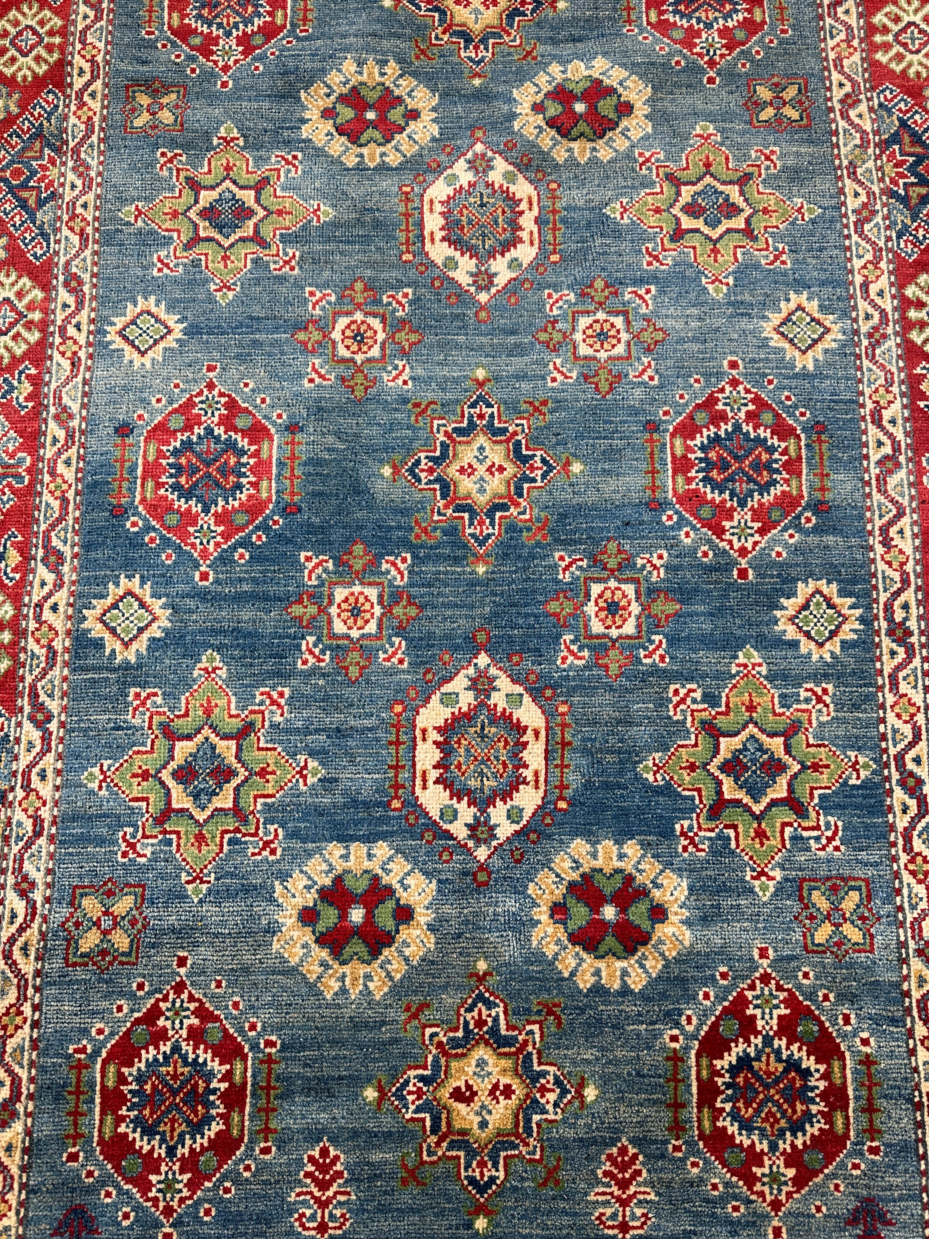Hand-Knotted Afghani Kazak Wool Rug – 3’11″  x  5’11″