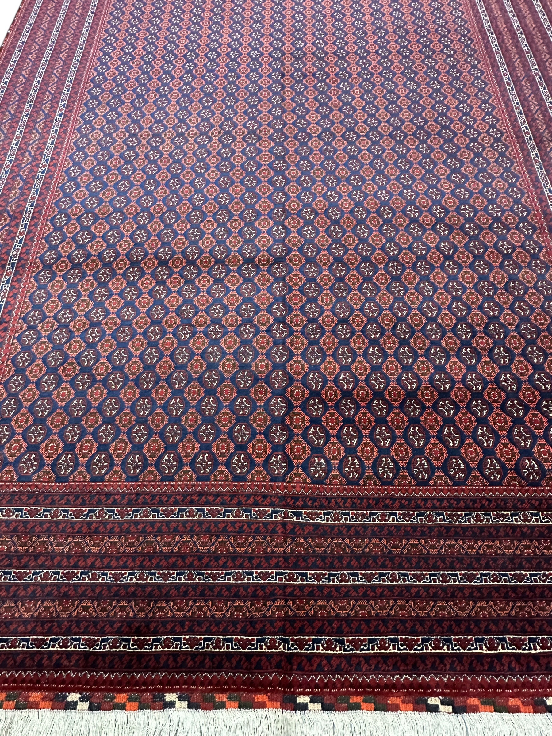 Hand-Knotted Afghani Khwaja Rushna Wool Rug | All-Over Pattern | 8′ x 11′