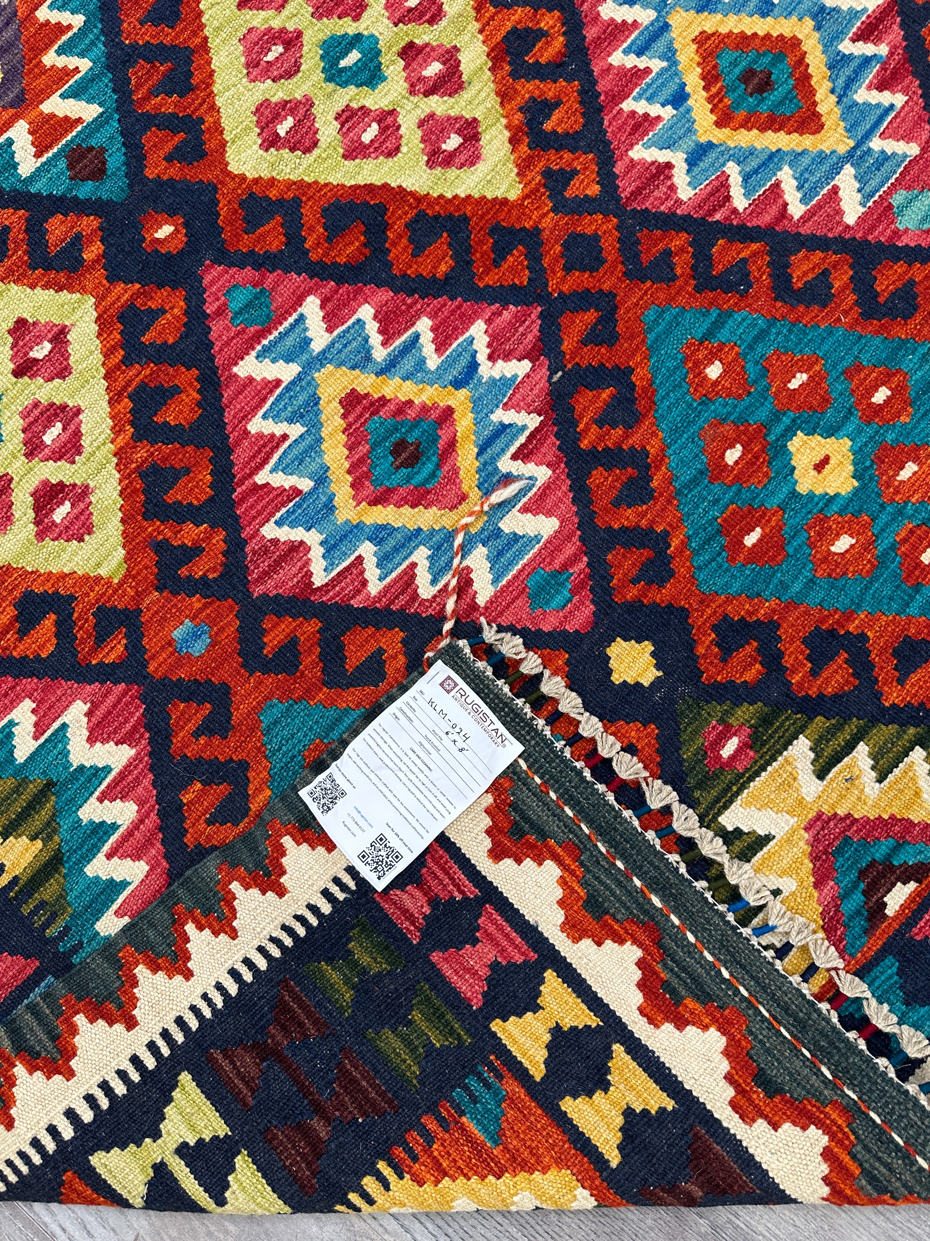 Hand-Woven Afghani Kilim Wool Rug 6' x 8'