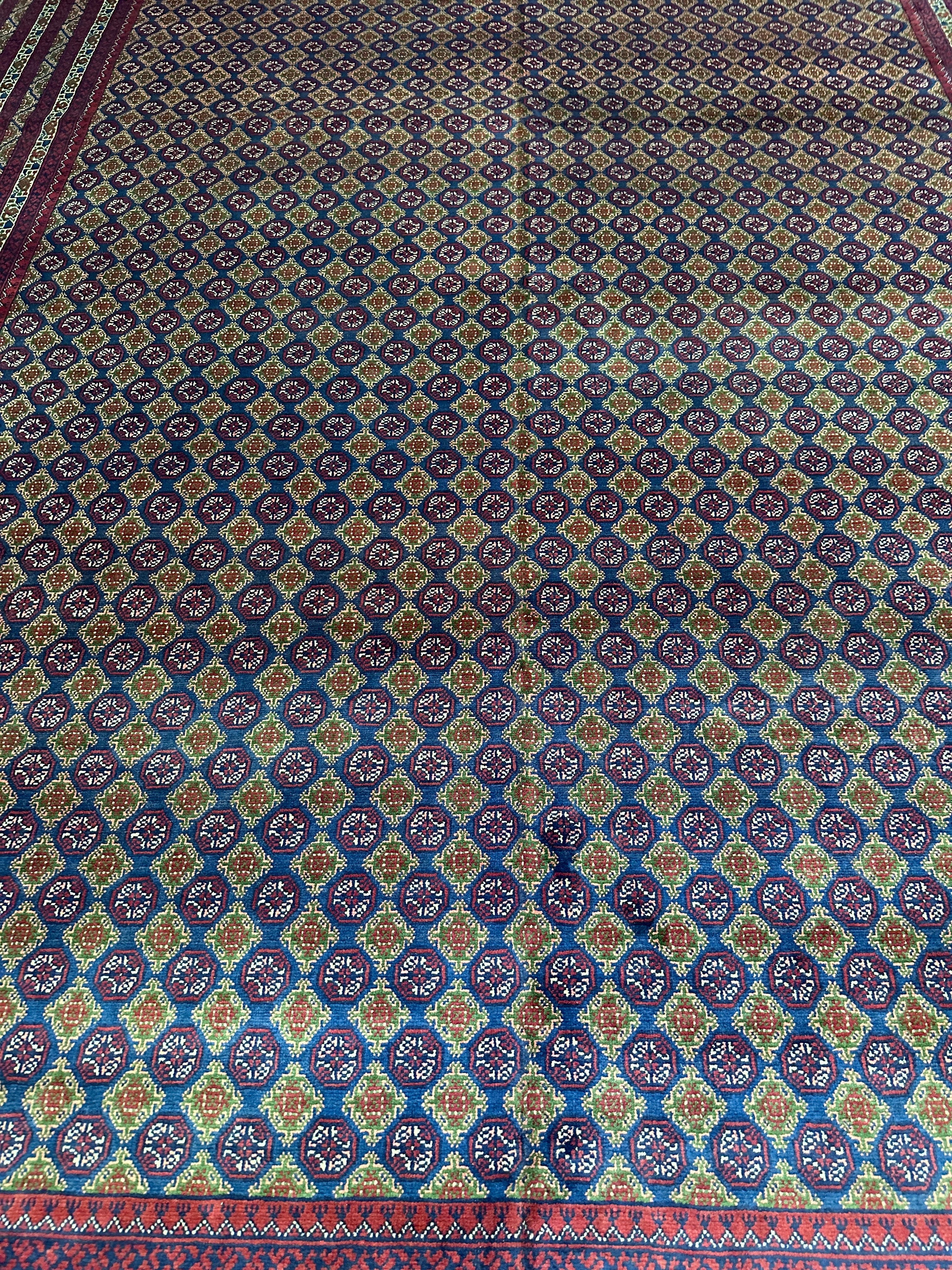 Hand-Knotted Afghani Khwaja Rushna Wool Rug | All-Over Pattern | 8′ x 11′