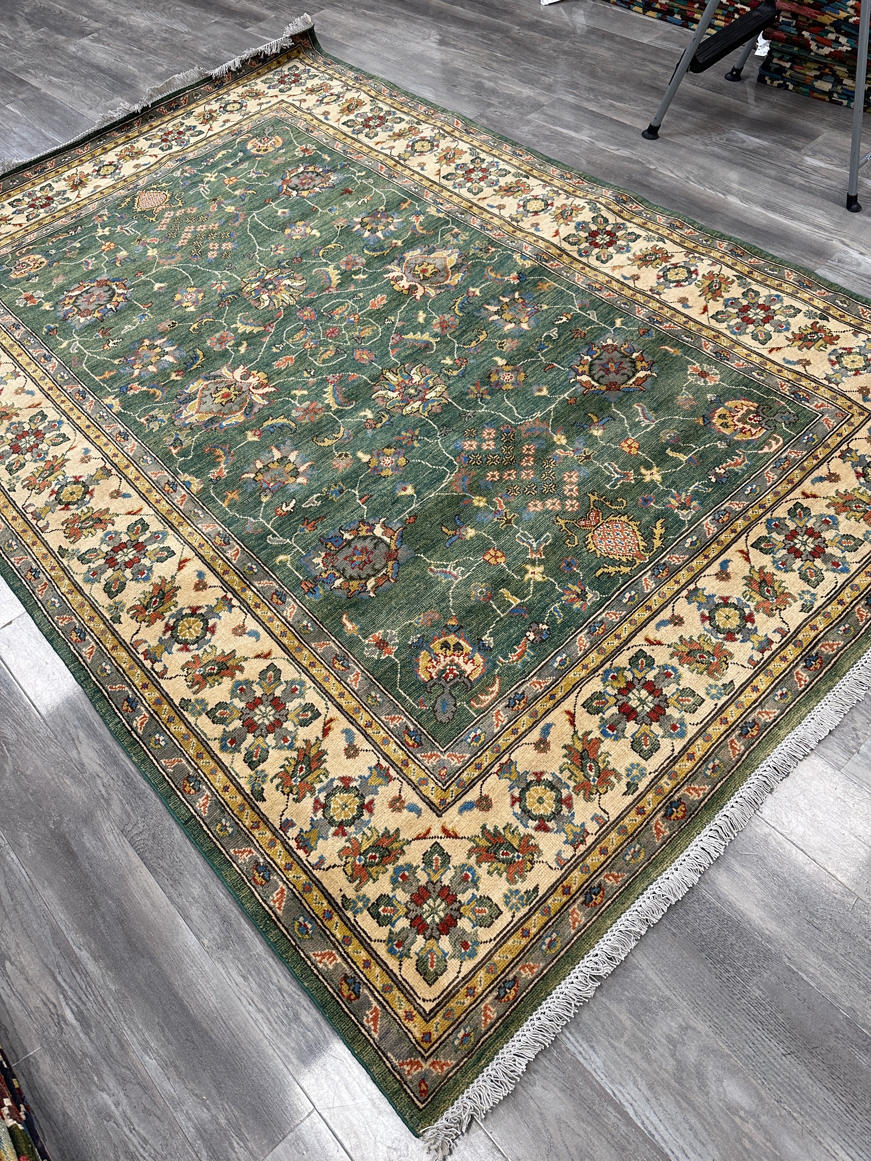 Hand-Knotted Afghani Kazak Sultani Wool Rug – 6’6″  x  9’9″