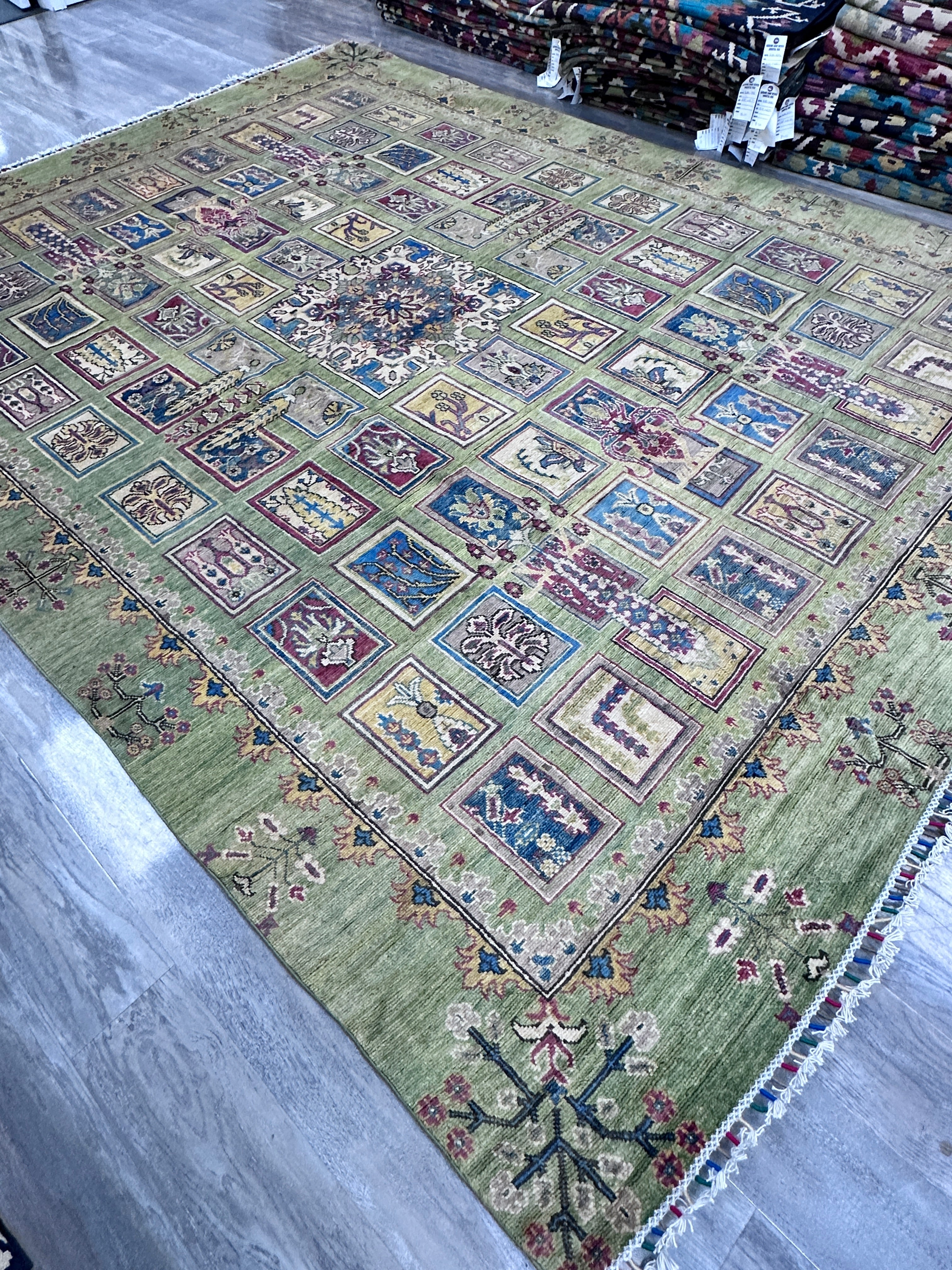 Hand-Knotted Afghani Kazak Wool Rug – 7’10″  x  10’3″