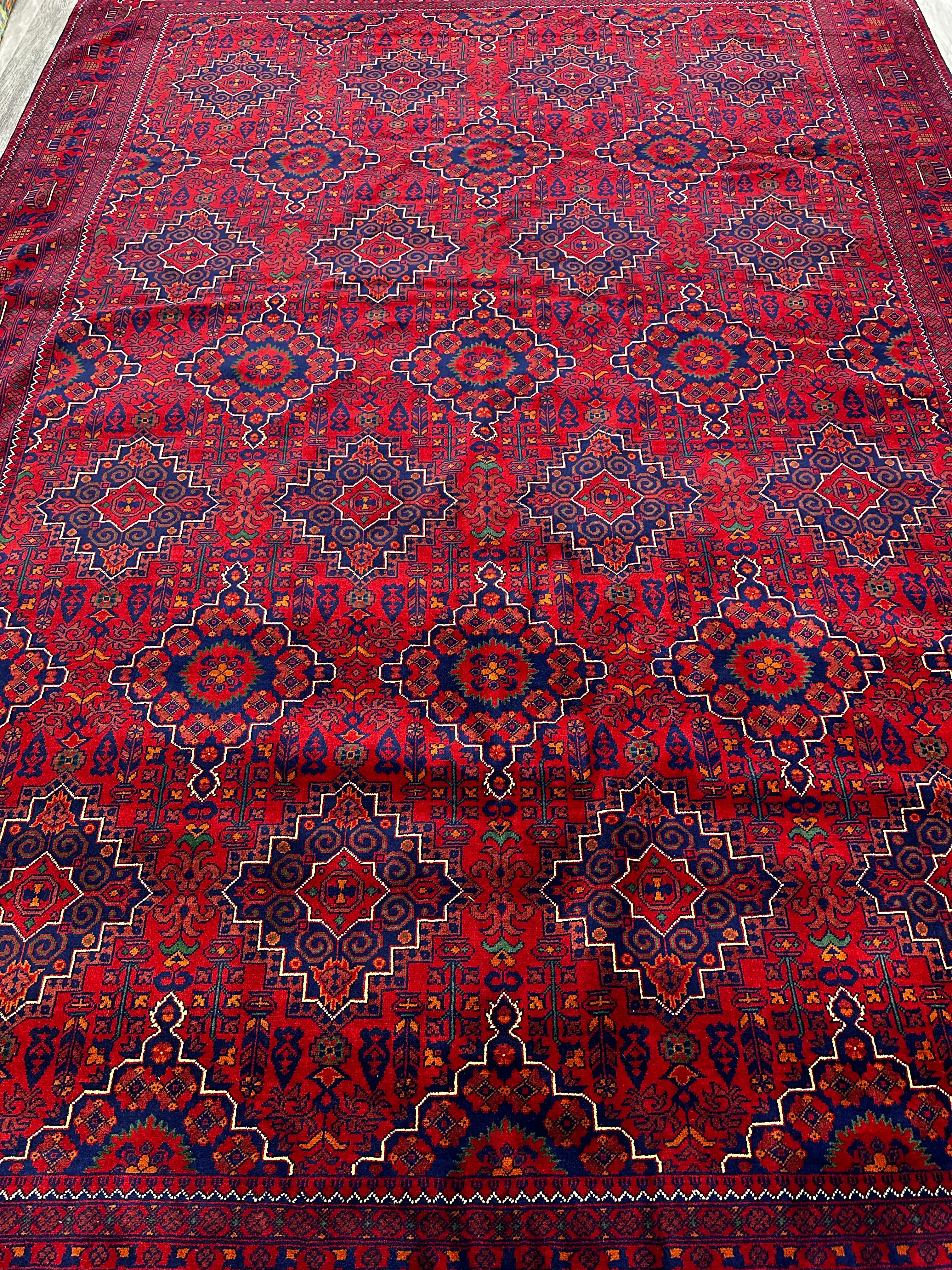 Hand-Knotted Afghani Zerkhaki Wool Rug – 8’2″  x  11’9″