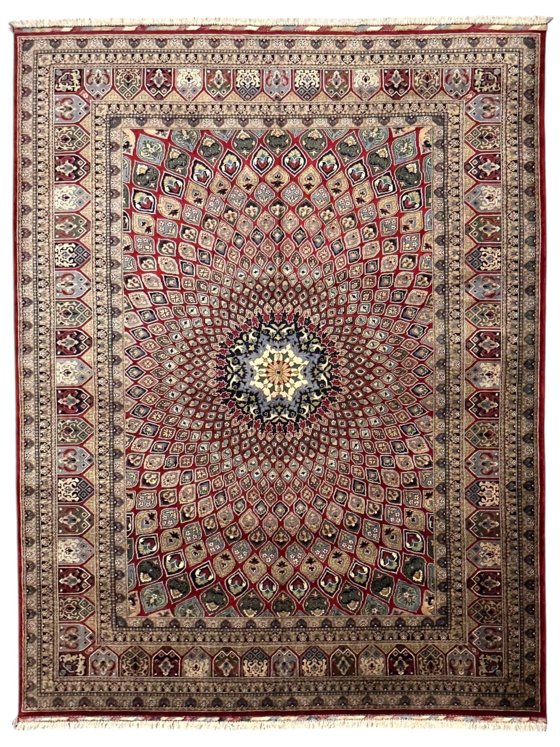 Hand-Knotted Afghani Parak Wool Rug | Dome Design | 8′ x 12′