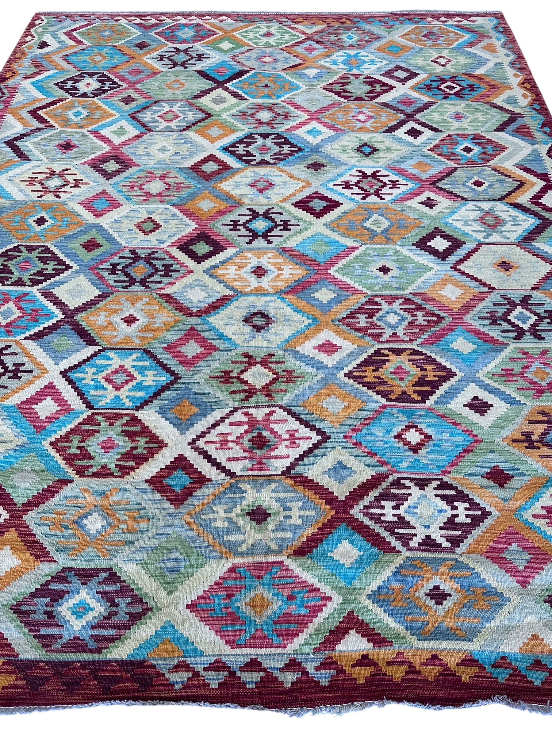 Hand-Woven Afghani Kilim Wool Rug 8'2" x 10'2"
