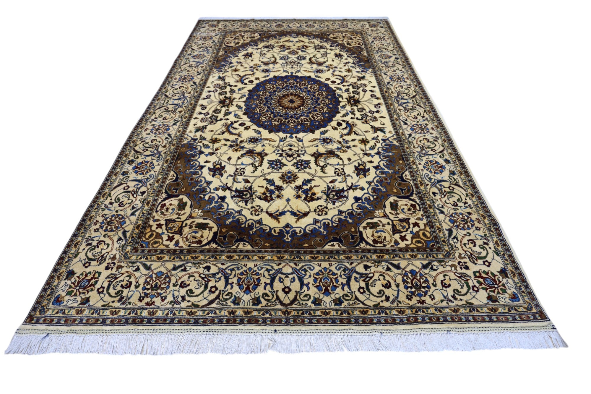 Hand-Knotted Nain Beige Afghani Wool Rug 7' x 10'