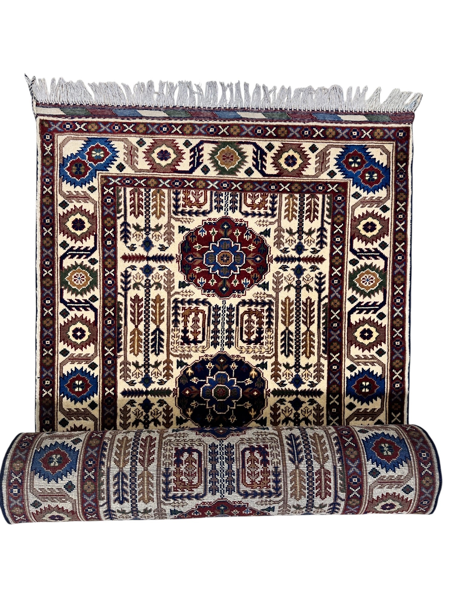 Hand-Knotted Afghani Gandomi Wool Rug – 3’2″  x  13’4″