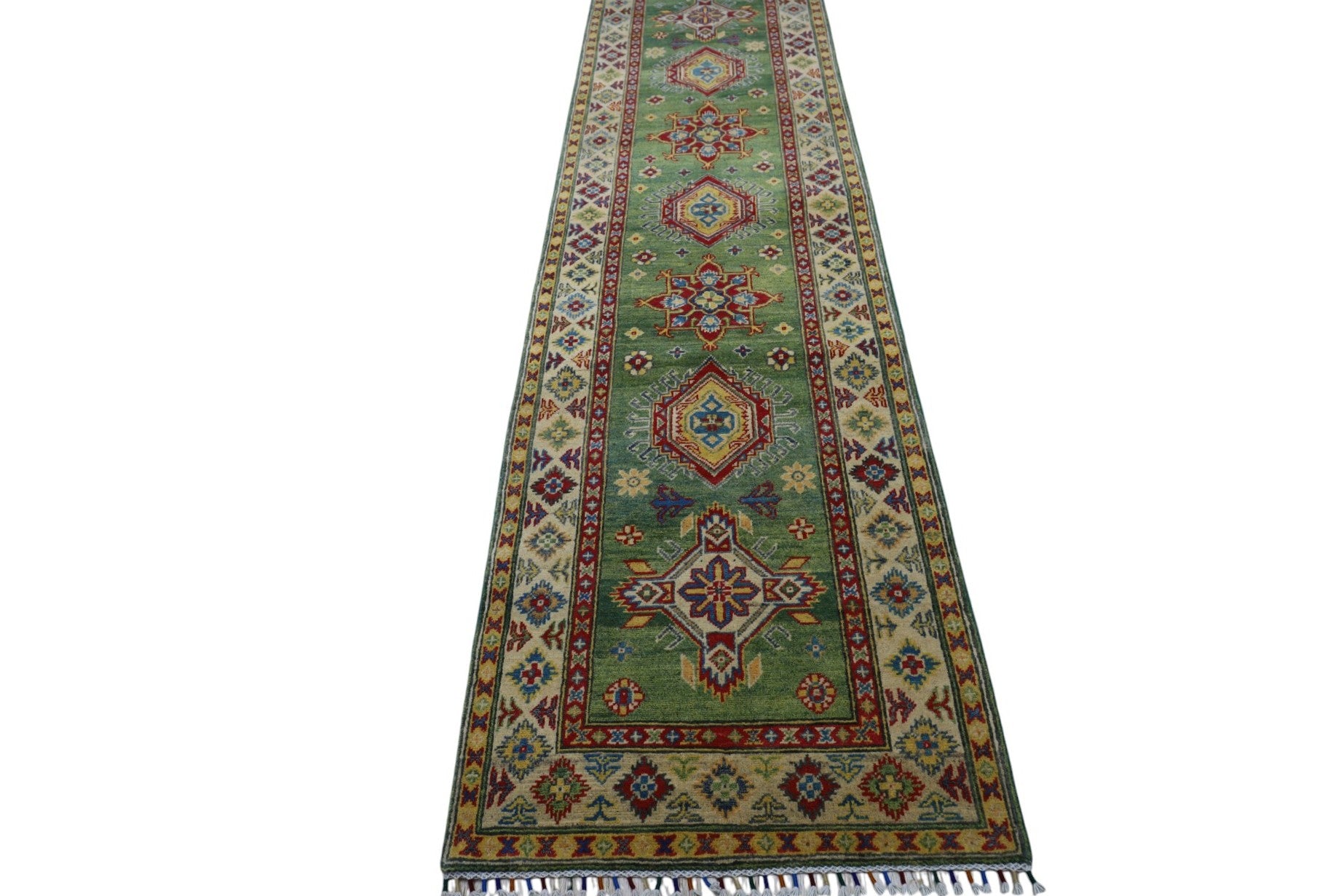 Hand-Knotted Afghani Kazak Wool Rug – 2’7″  x  9’8″