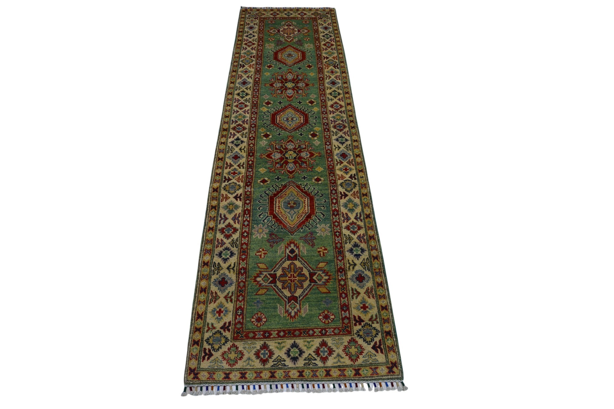 Hand-Knotted Afghani Kazak Wool Rug – 2’9″  x  9’2″