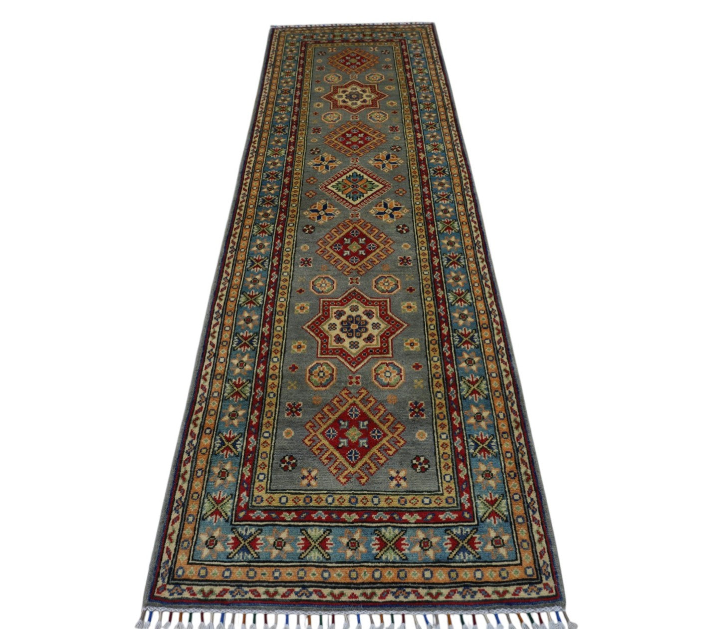 Hand-Knotted Afghani Kazak Wool Rug – 2’8″  x  8’0″