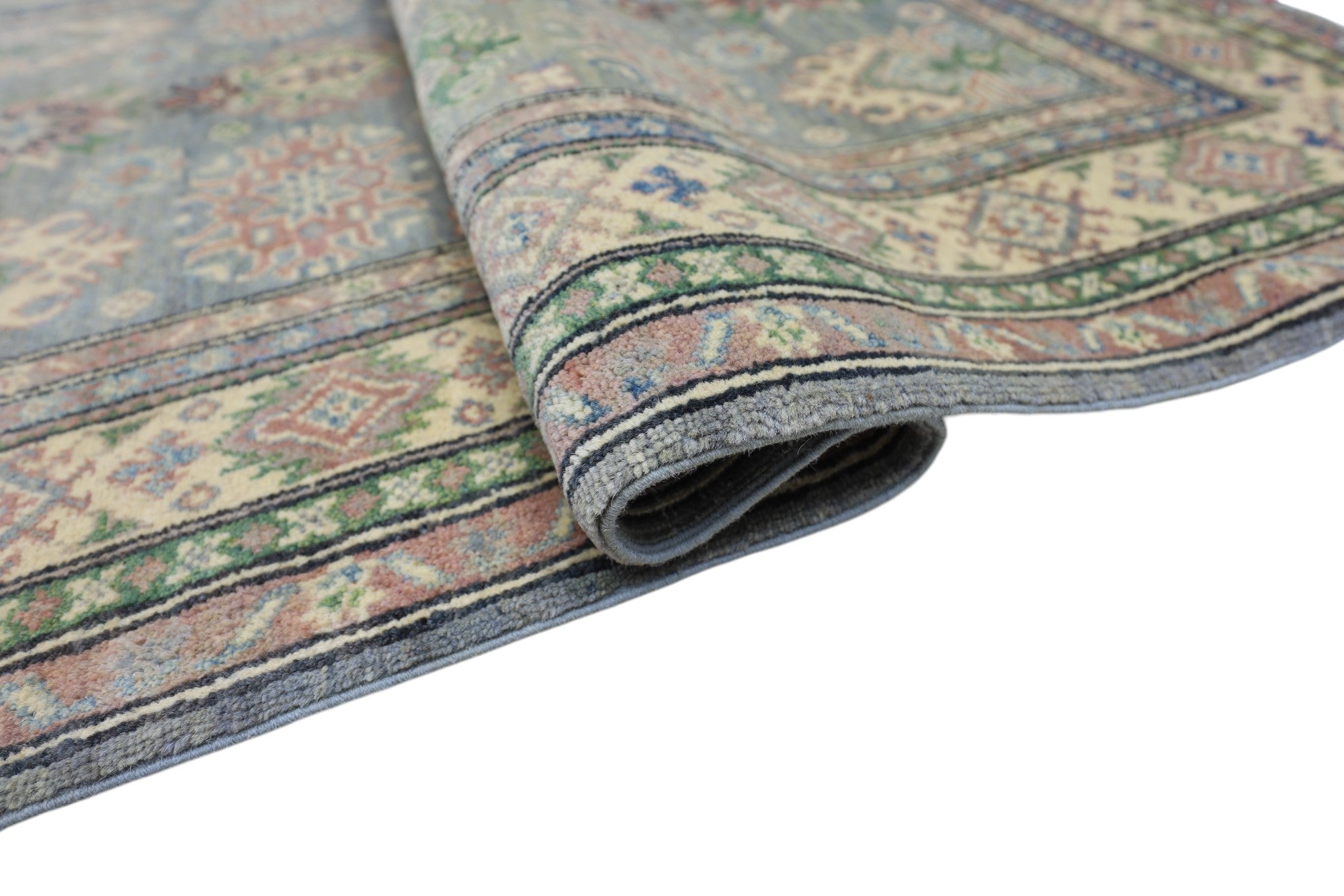 Hand-Knotted Afghani Kazak Wool Rug – 4’2″  x  6’1″