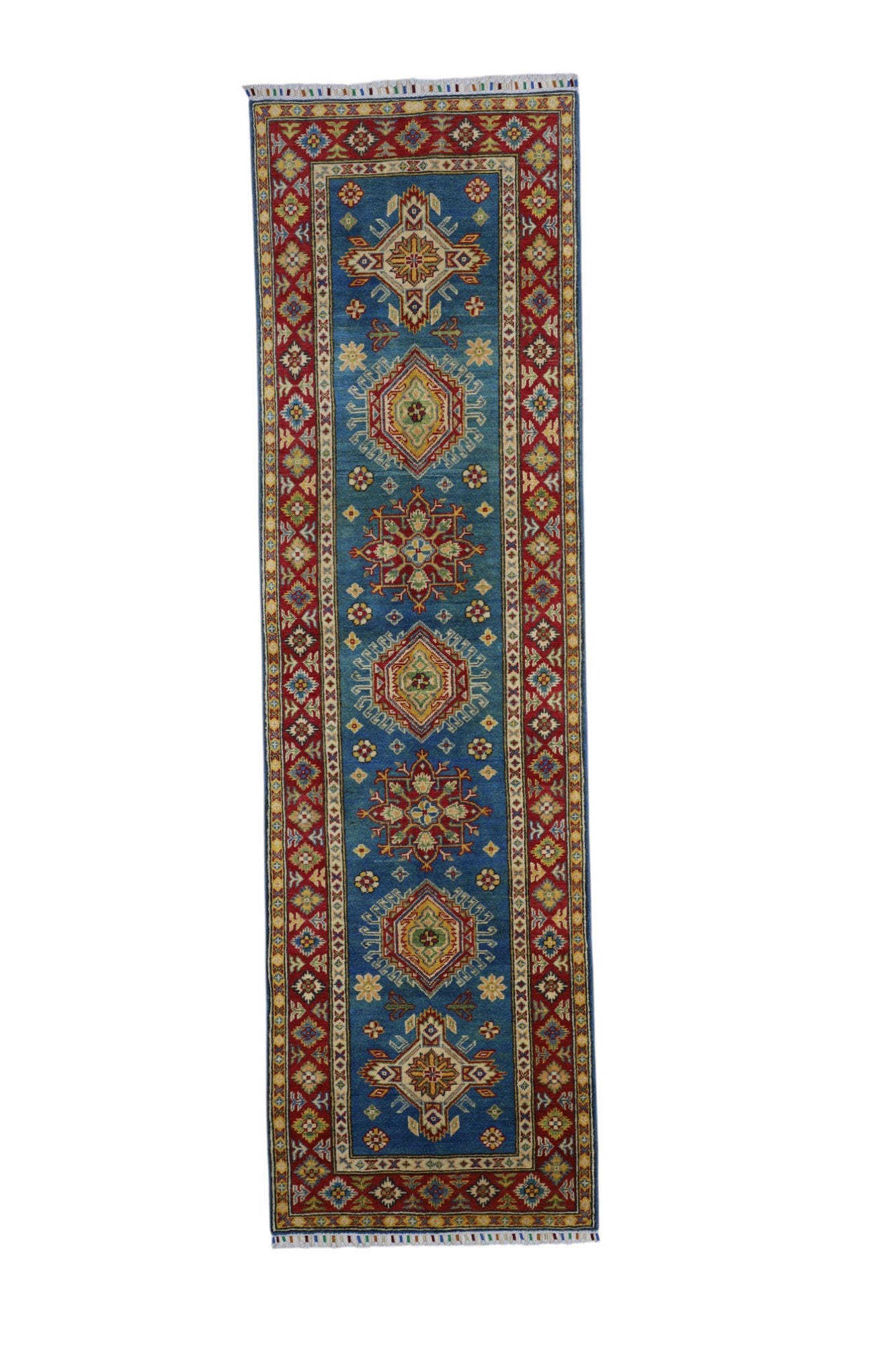Hand-Knotted Afghani Kazak Wool Rug – 2’7″  x  9’3″