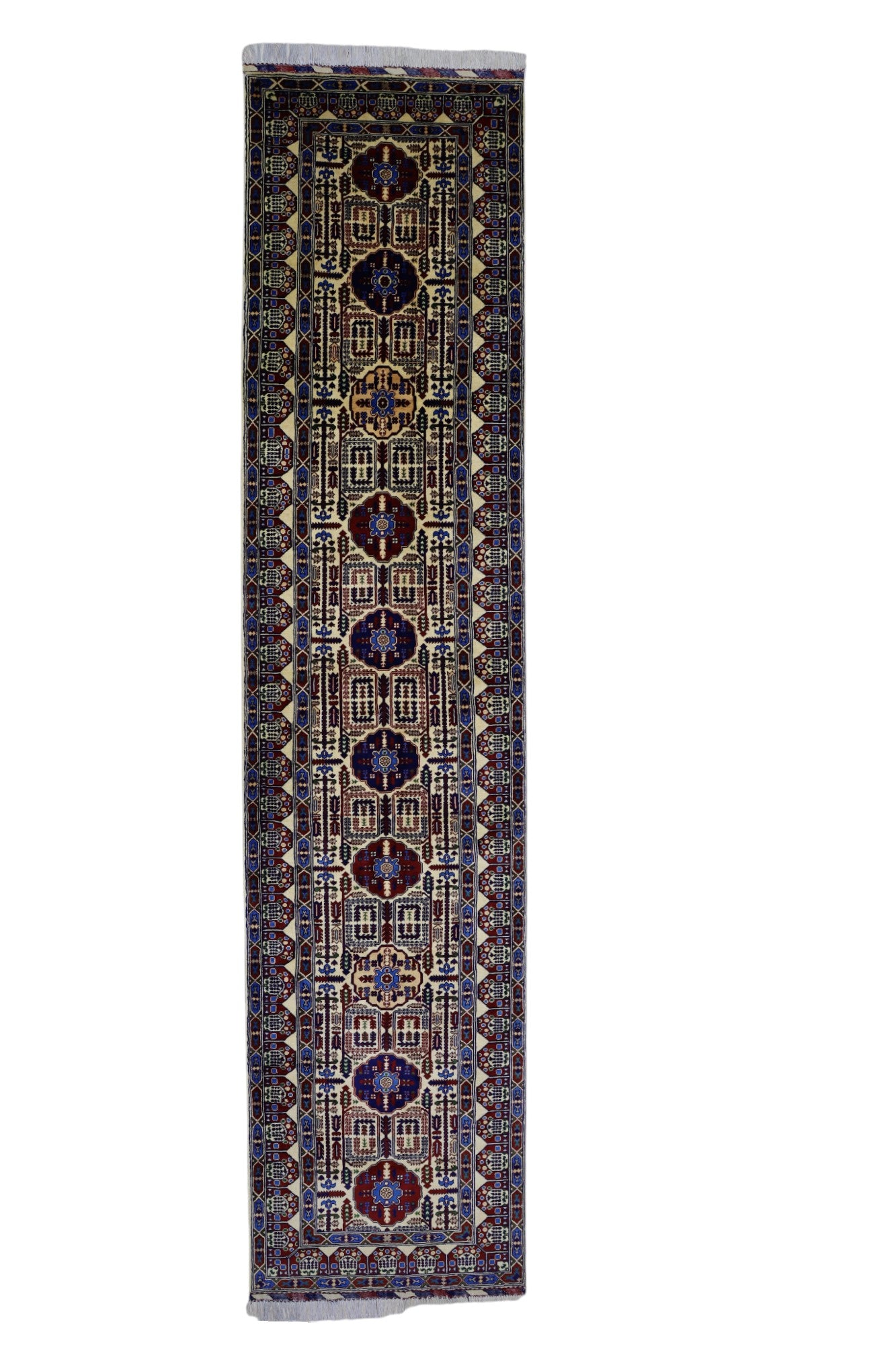 Hand-Knotted Afghani Gandom Wool Rug – 3’1″  x  13’1″