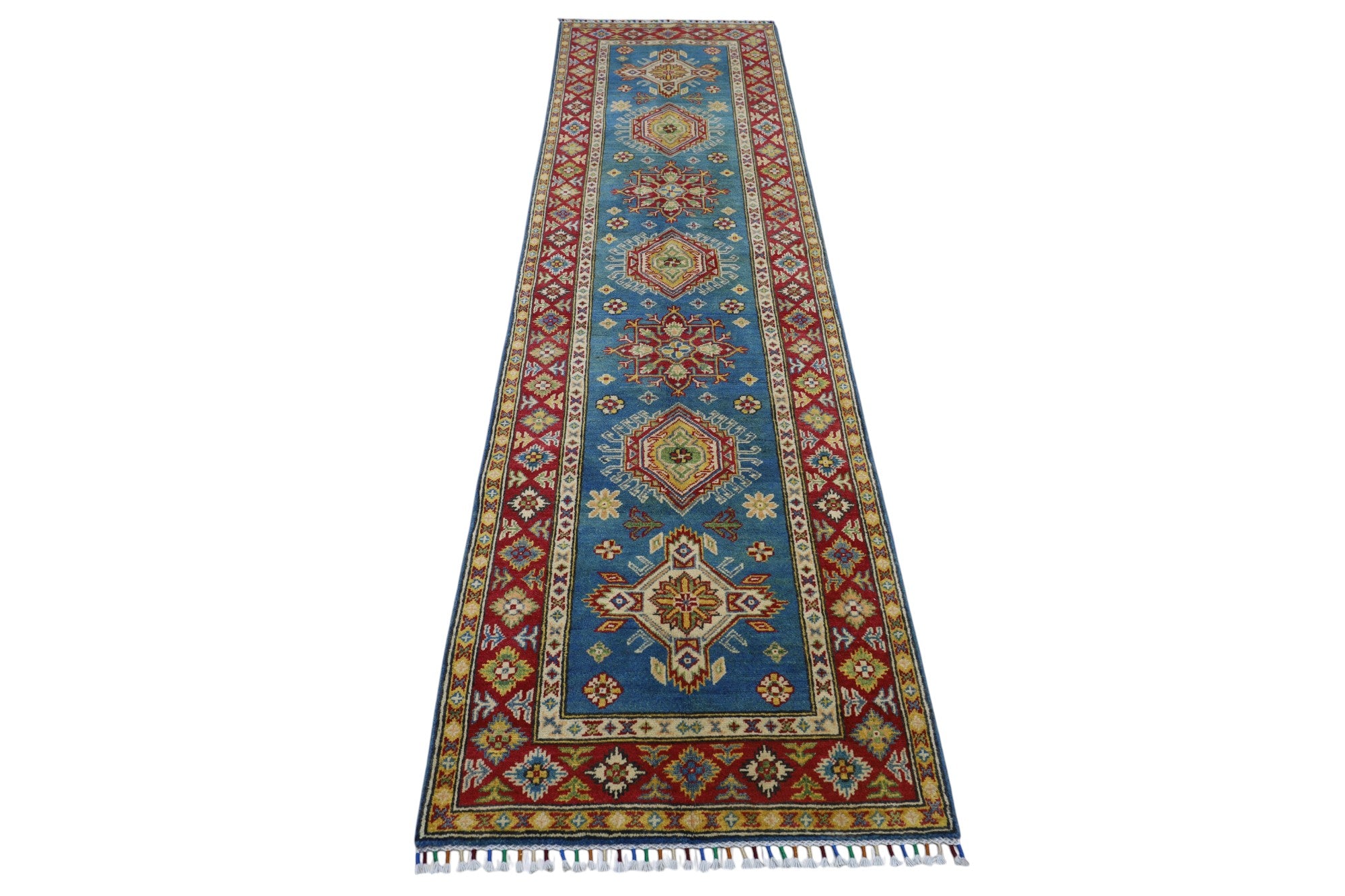 Hand-Knotted Afghani Kazak Wool Rug – 2’7″  x  9’3″