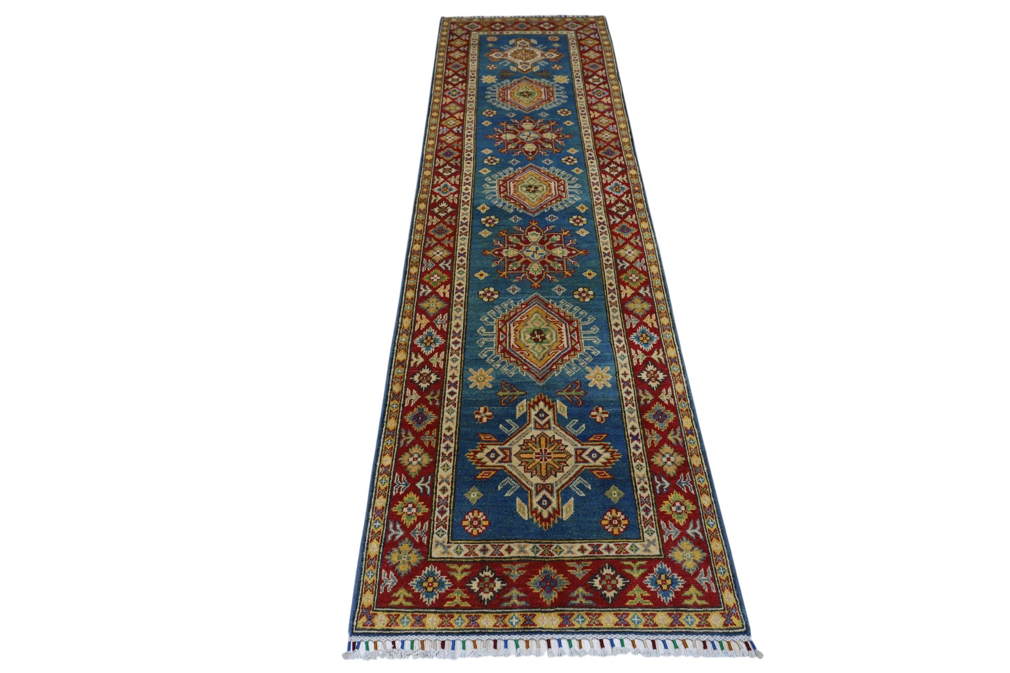 Hand-Knotted Afghani Kazak Wool Rug – 2’7″  x  9’3″