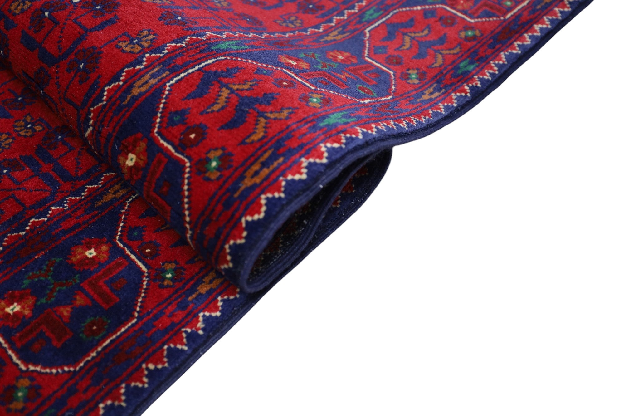 Hand-Knotted Afghani Bukharay Wool Rug – 3’3″  x  4’10″