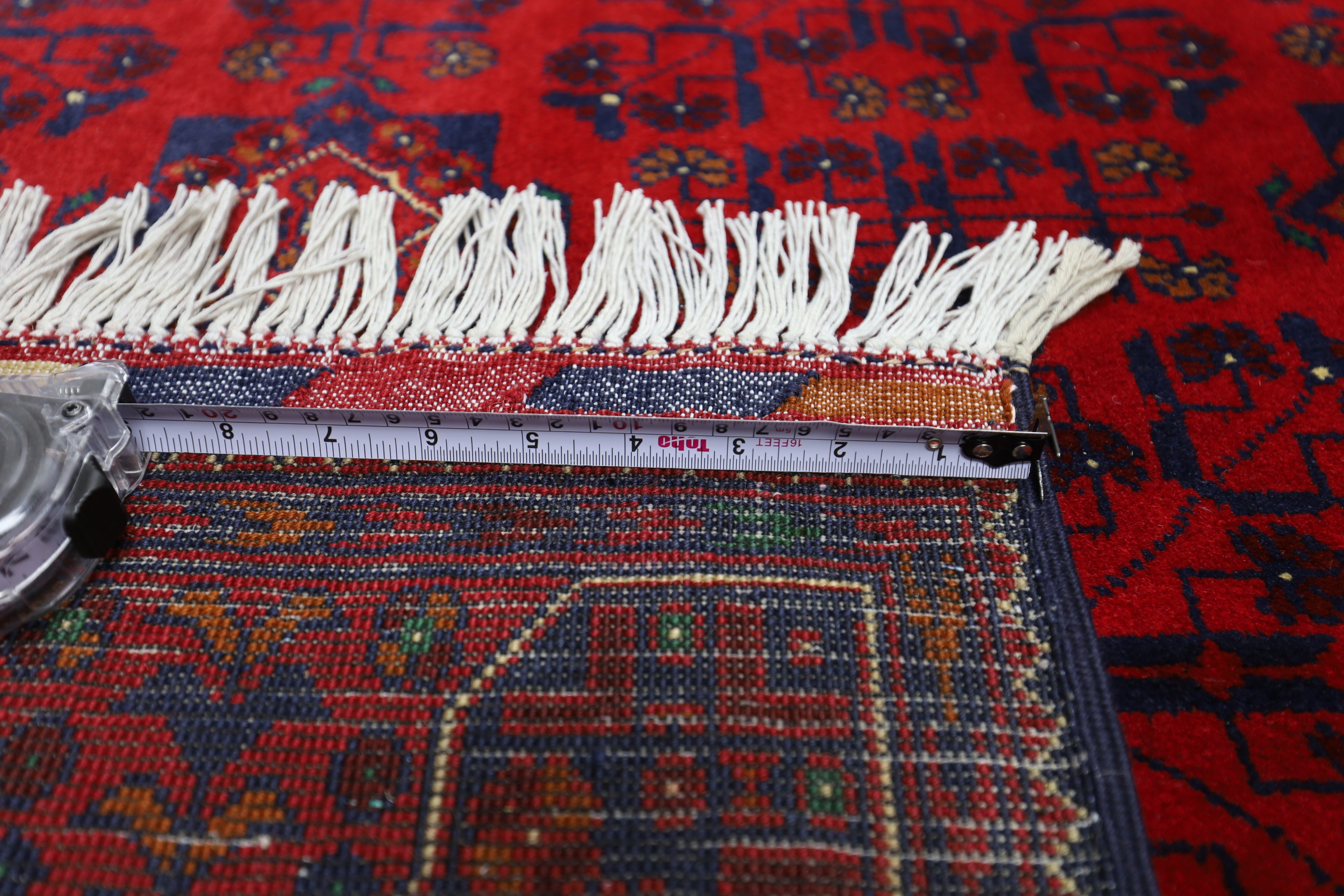 Hand-Knotted Afghani Bukharay Wool Rug – 3’3″  x  4’10″