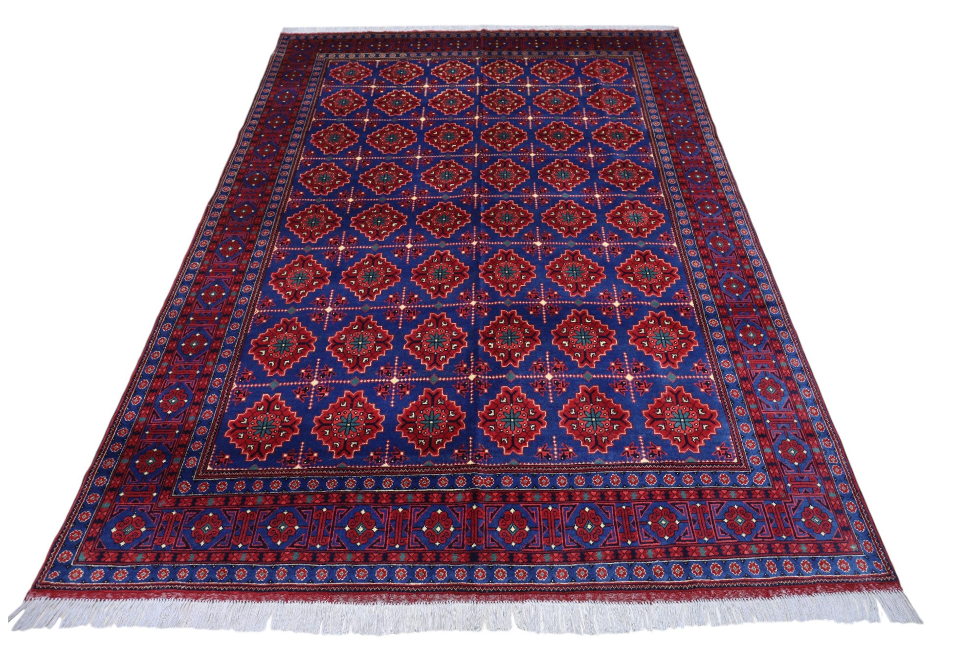 Hand-Knotted Afghani Sareqi Wool Rug – 6’8″  x  9’4″