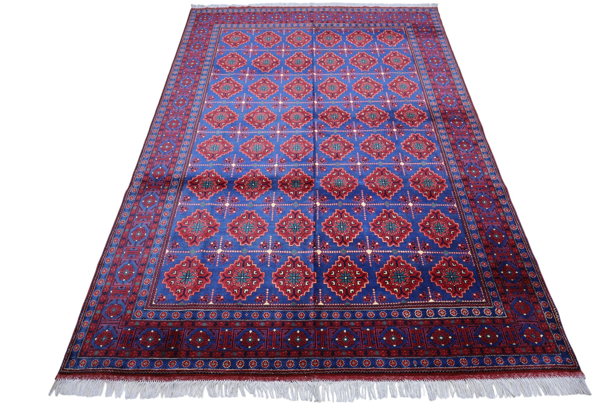 Hand-Knotted Afghani Sareqi Wool Rug – 6’8″  x  9’4″