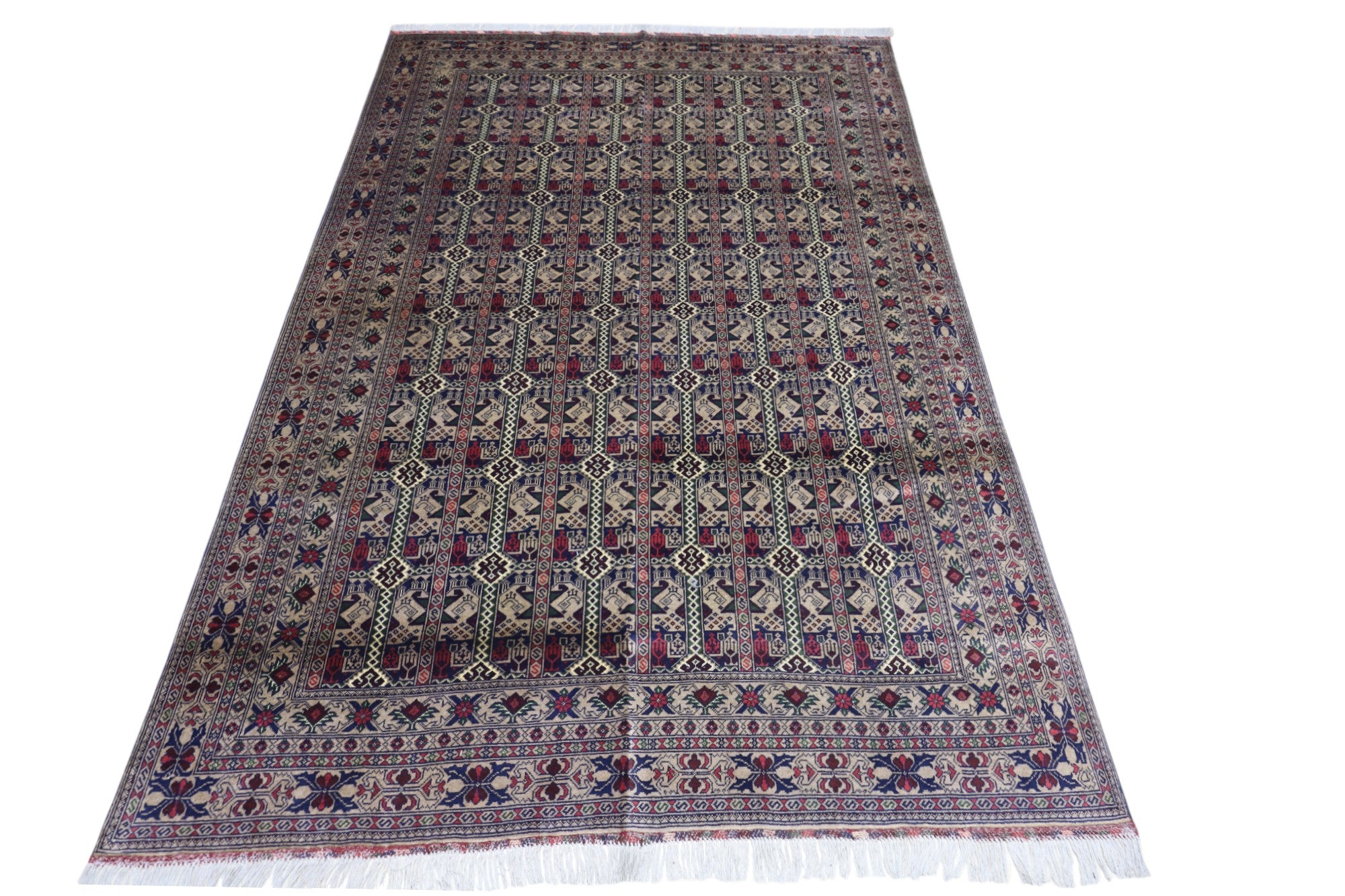 Hand-Knotted Afghani Ala Bakhmal Wool Rug – 6’6″  x  9’3″