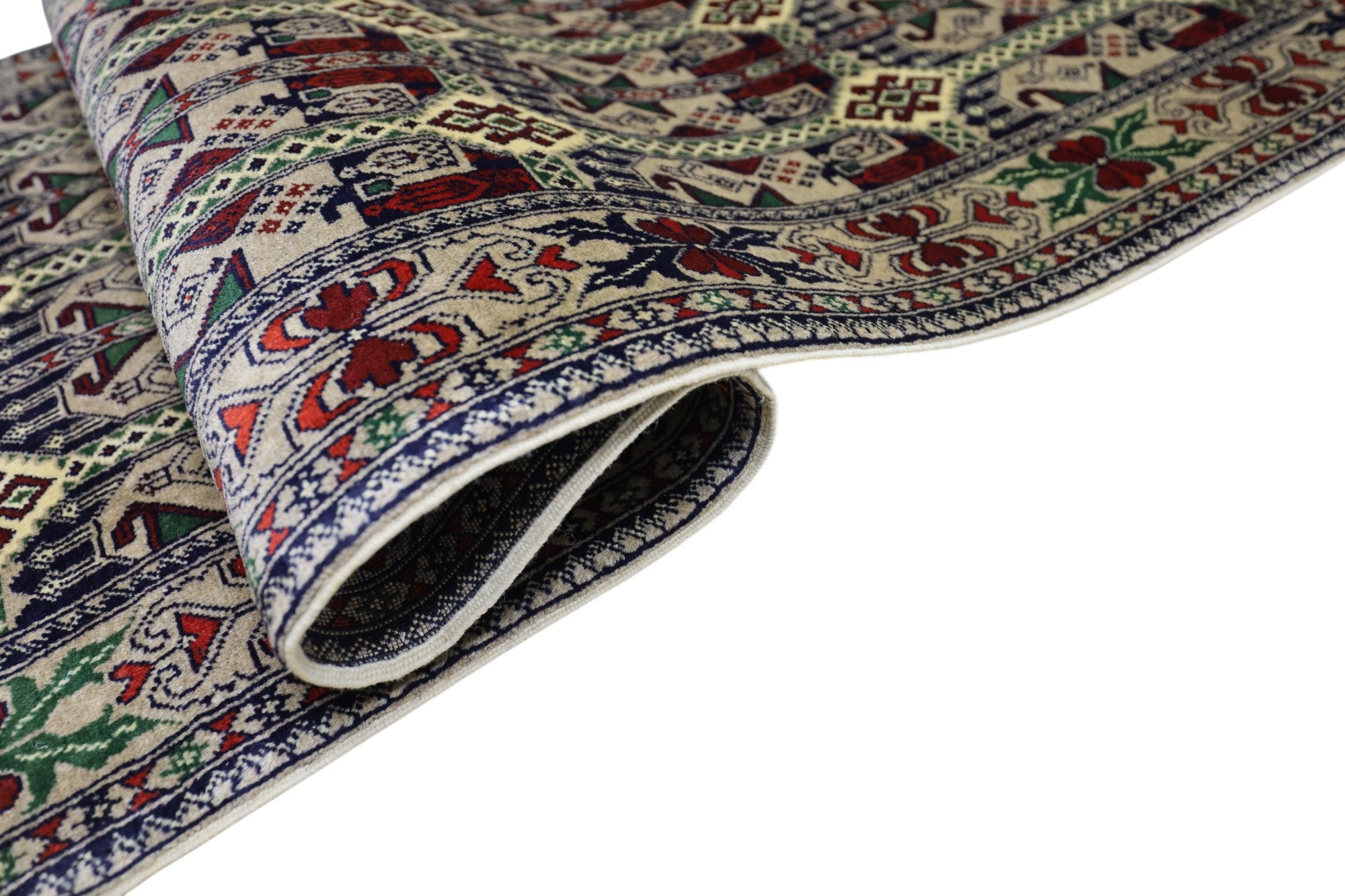 Hand-Knotted Afghani Ala Bakhmal Wool Rug – 2’7″  x  6’7″
