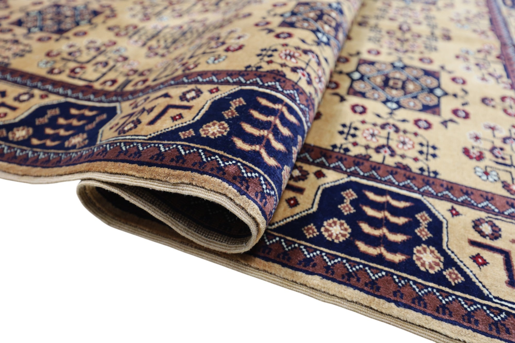 Hand-Knotted Afghani Bukharai Wool Rug – 4’0″  x  5’11″