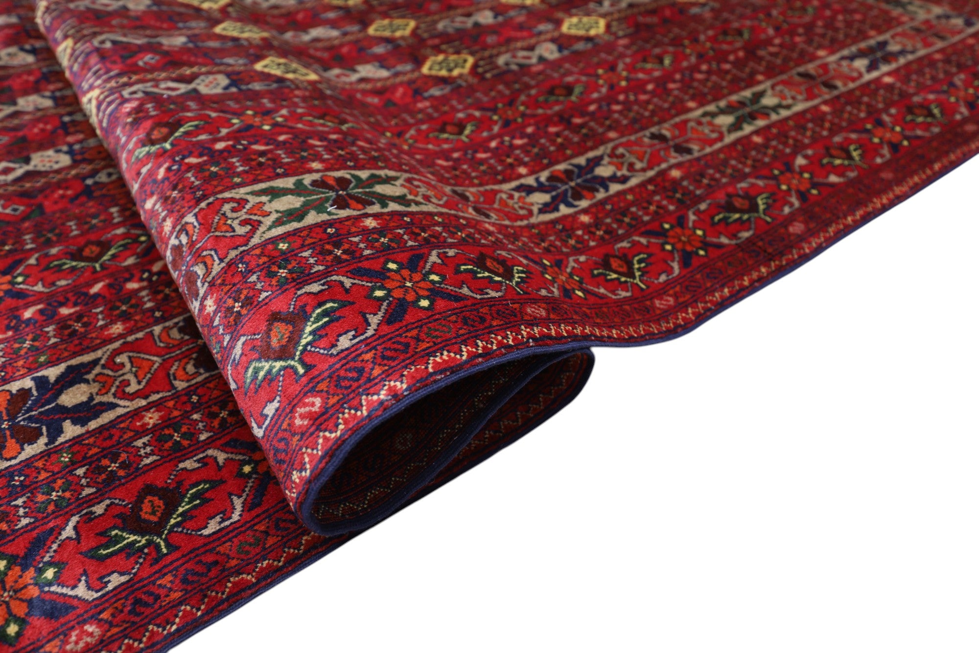Hand-Knotted Afghani Ala Bakhmal Wool Rug – 6’4″  x  9’8″