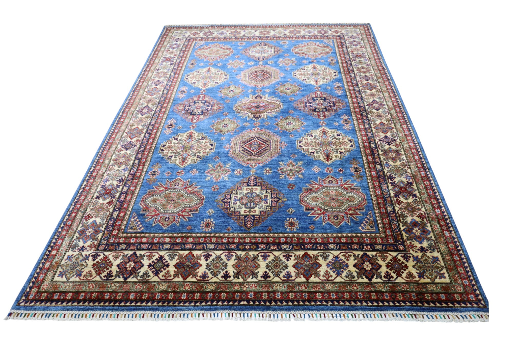 Hand-Knotted Afghani Kazak Wool Rug – 8’0″  x  10’4″