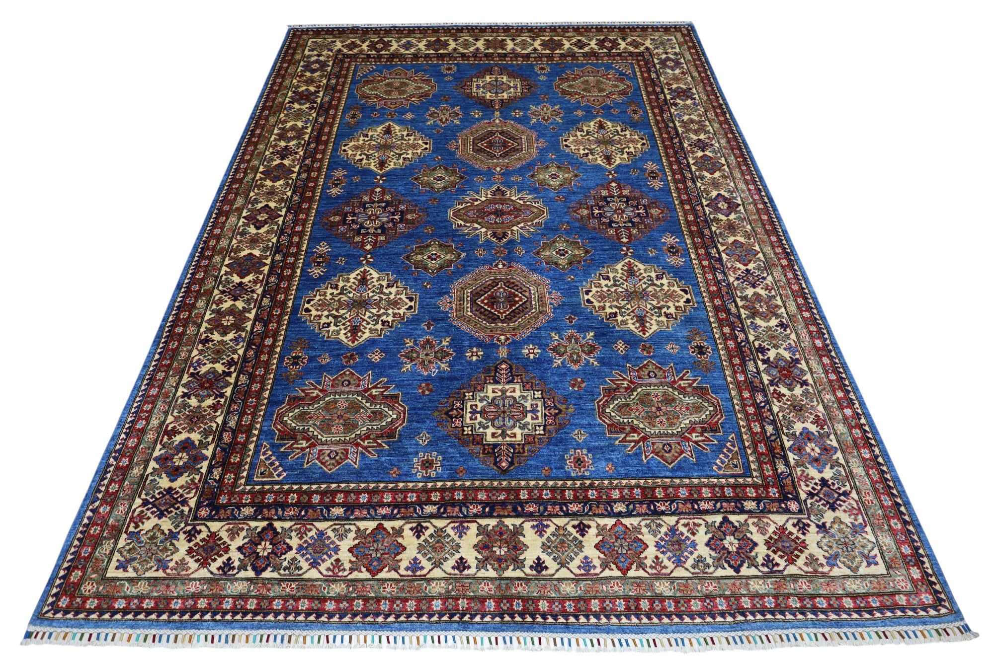Hand-Knotted Afghani Kazak Wool Rug – 8’0″  x  10’4″