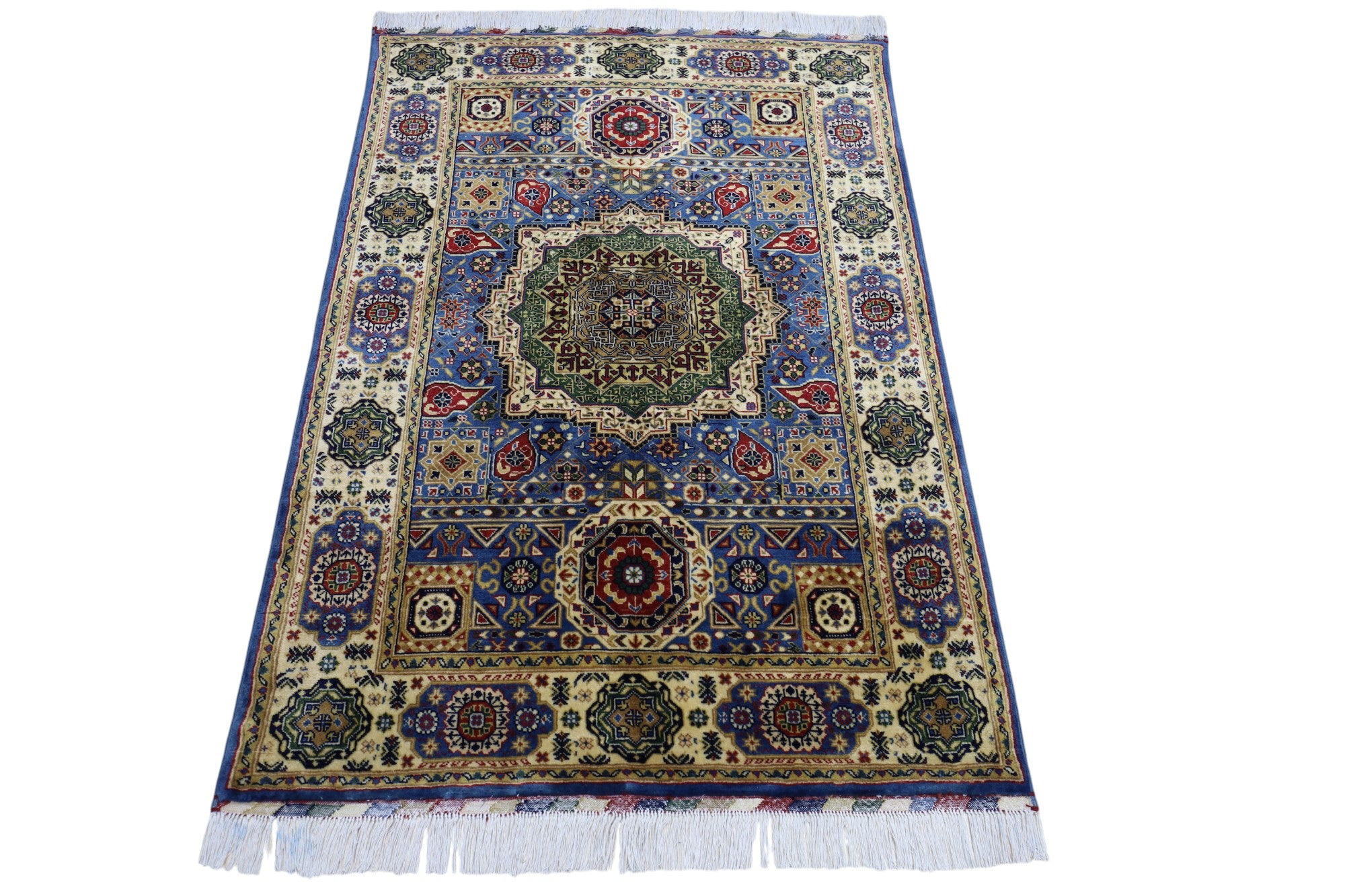 Hand-Knotted Afghani Mamluk Wool Rug – 3’6″  x  5’0″