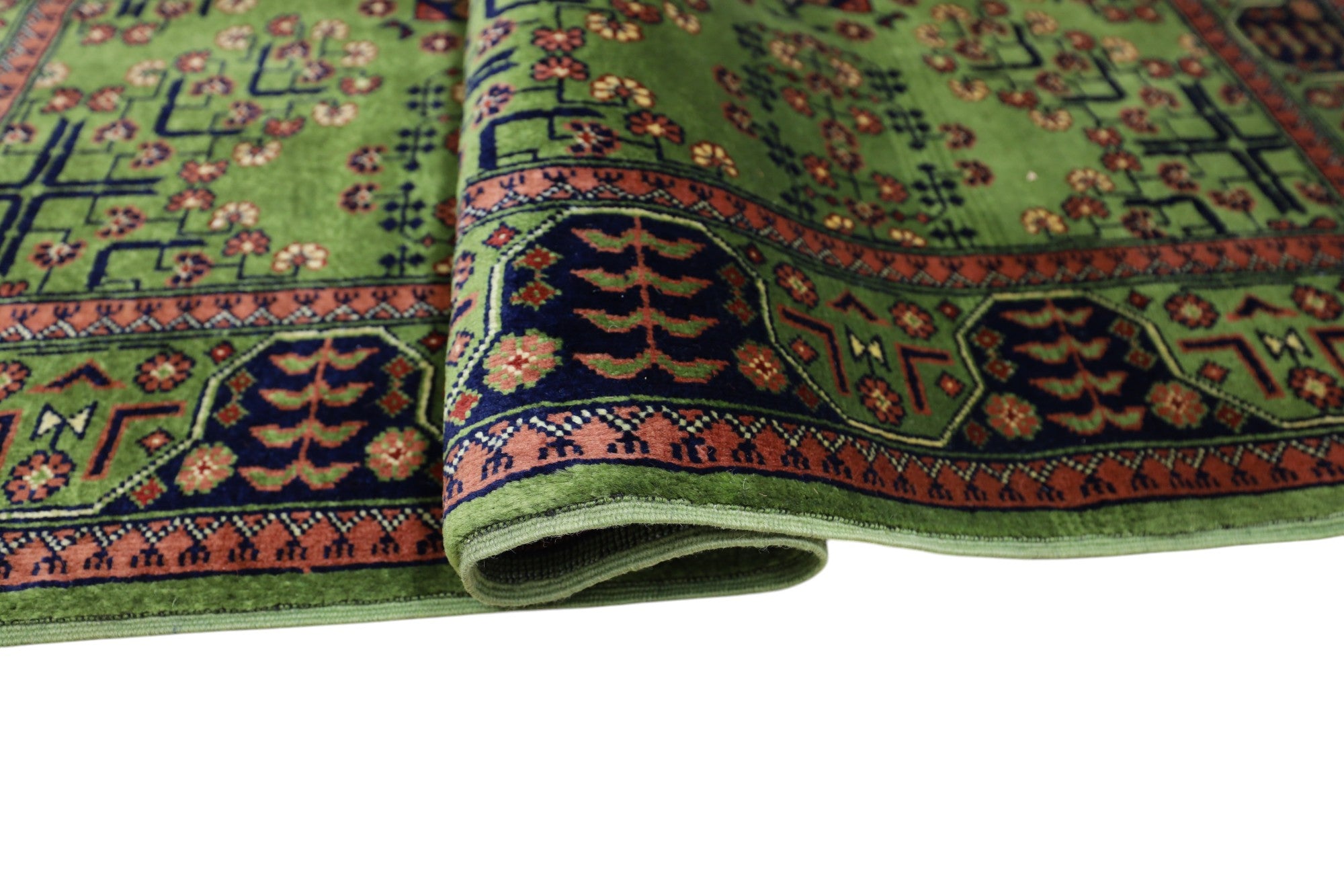 Hand-Knotted Afghani Bukharai Wool Rug – 3’4″  x  5’0″