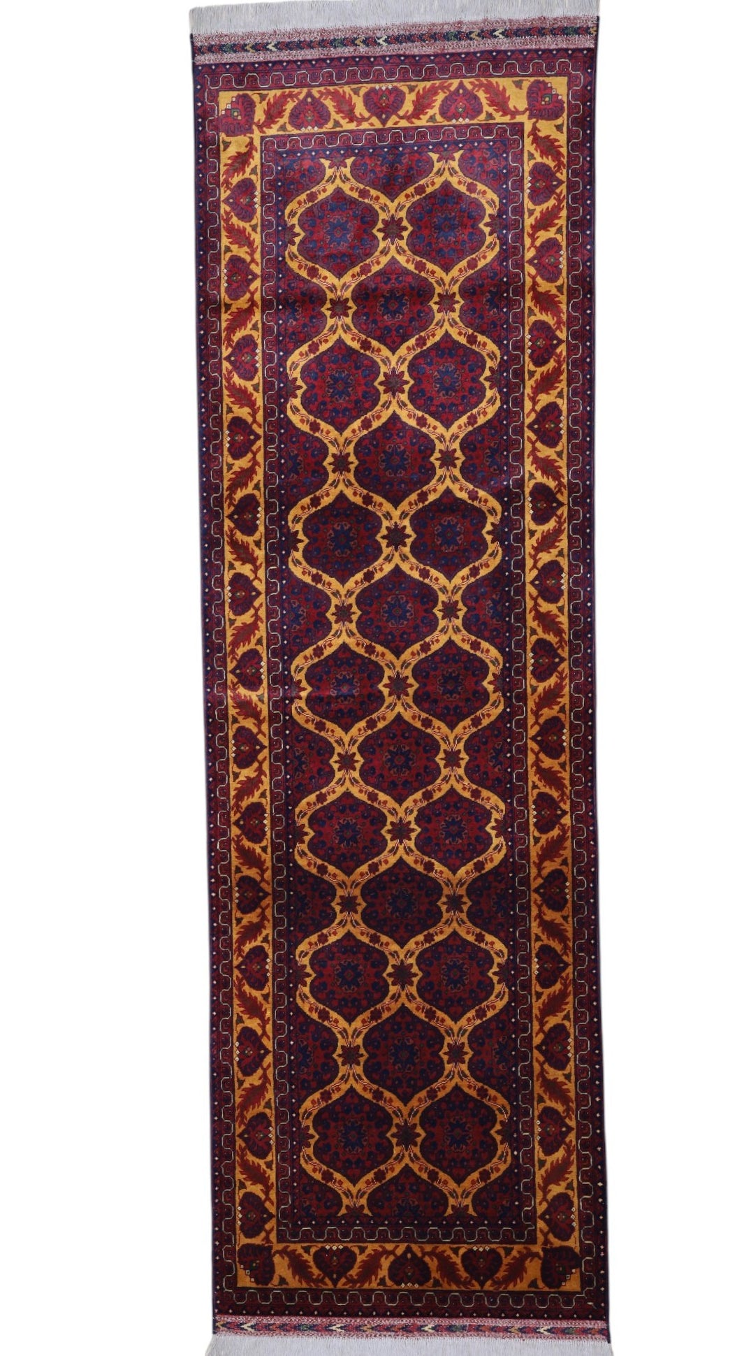 Hand-Knotted Afghani Zanjir Wool Rug – 2’11″  x  9’3″