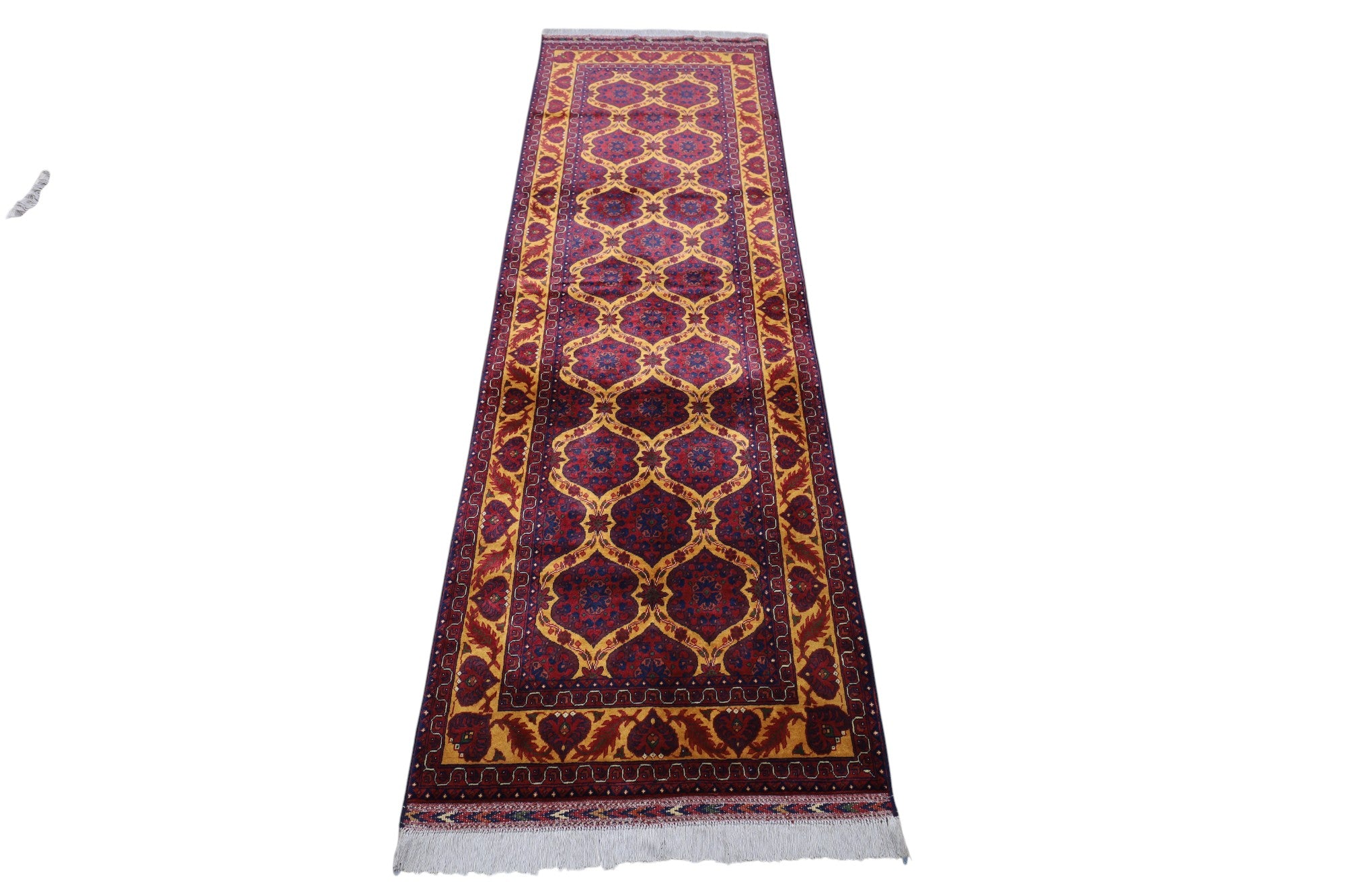 Hand-Knotted Afghani Zanjir Wool Rug – 2’11″  x  9’3″