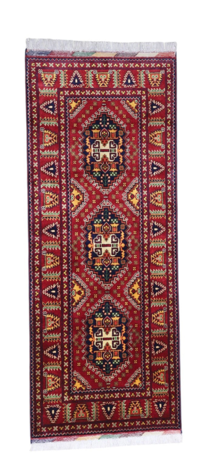 Hand-Knotted Afghani Samarqandi Wool Rug – 2’7″  x  6’6″
