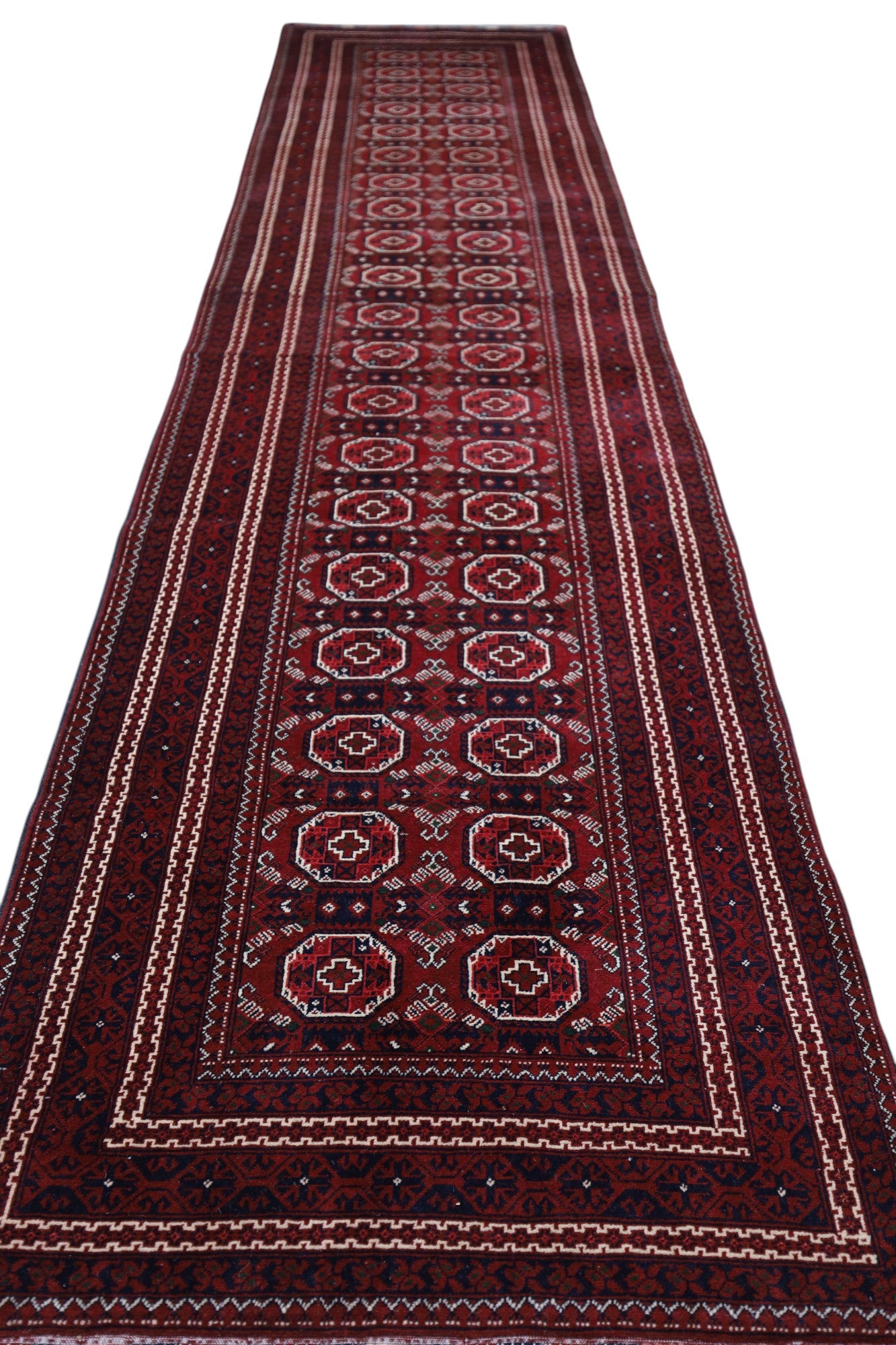 Hand-Knotted Afghani Fil Pai Wool Rug – 2’11″  x  12’8″