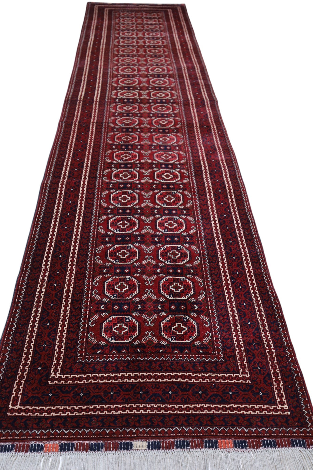 Hand-Knotted Afghani Fil Pai Wool Rug – 2’11″  x  12’8″