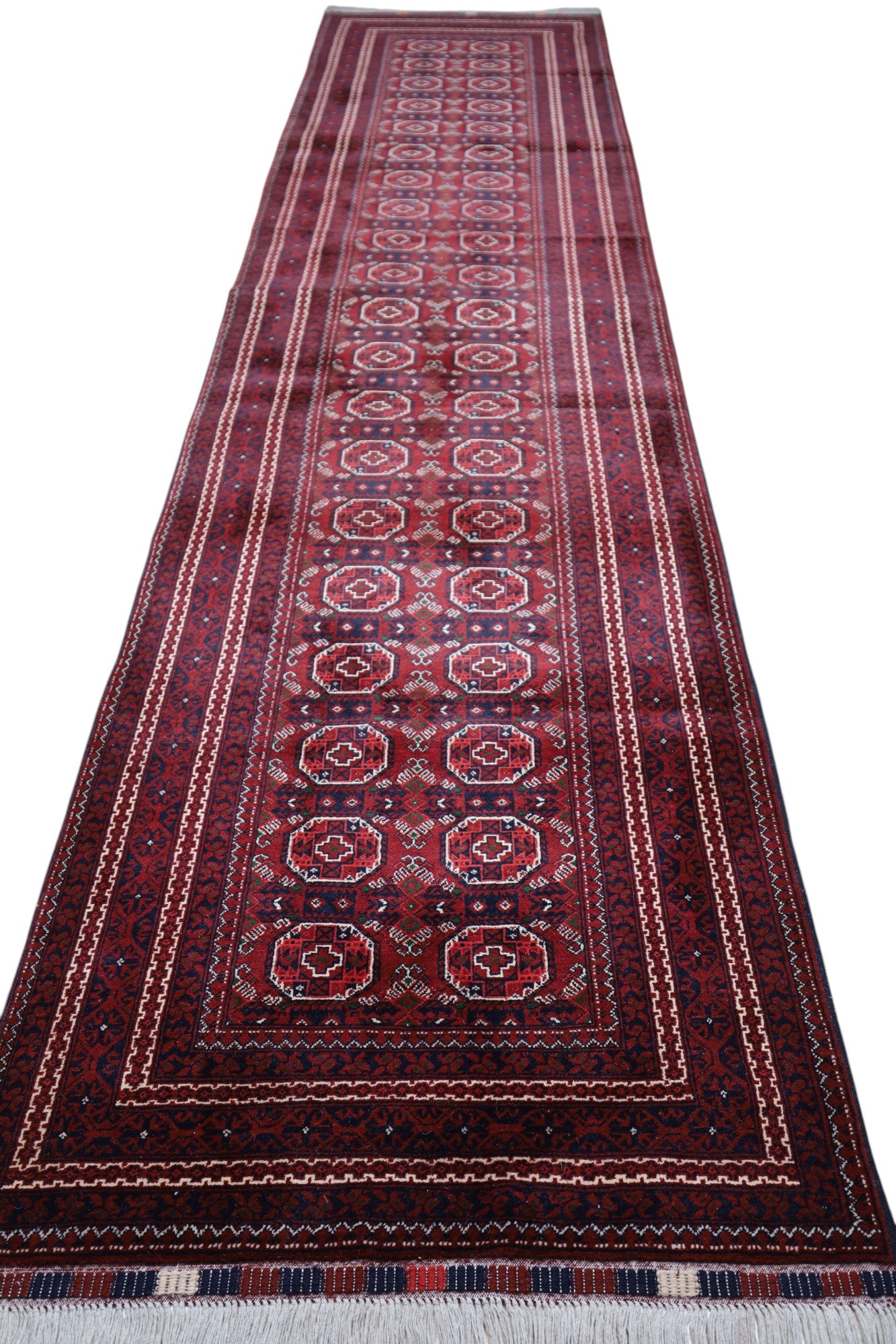 Hand-Knotted Afghani Fil Pai Wool Rug – 2’11″  x  12’8″