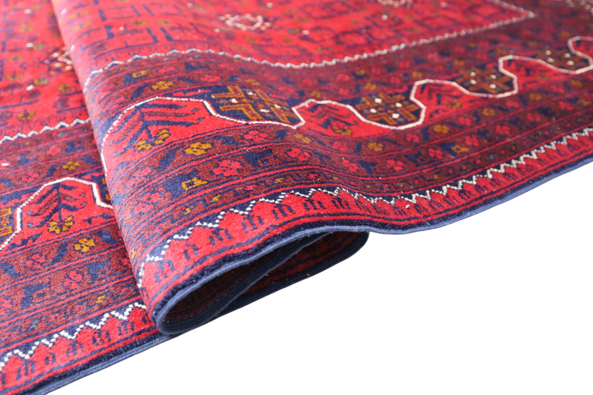 Hand-Knotted Afghani Bukharai Wool Rug – 5’8″  x  7’4″