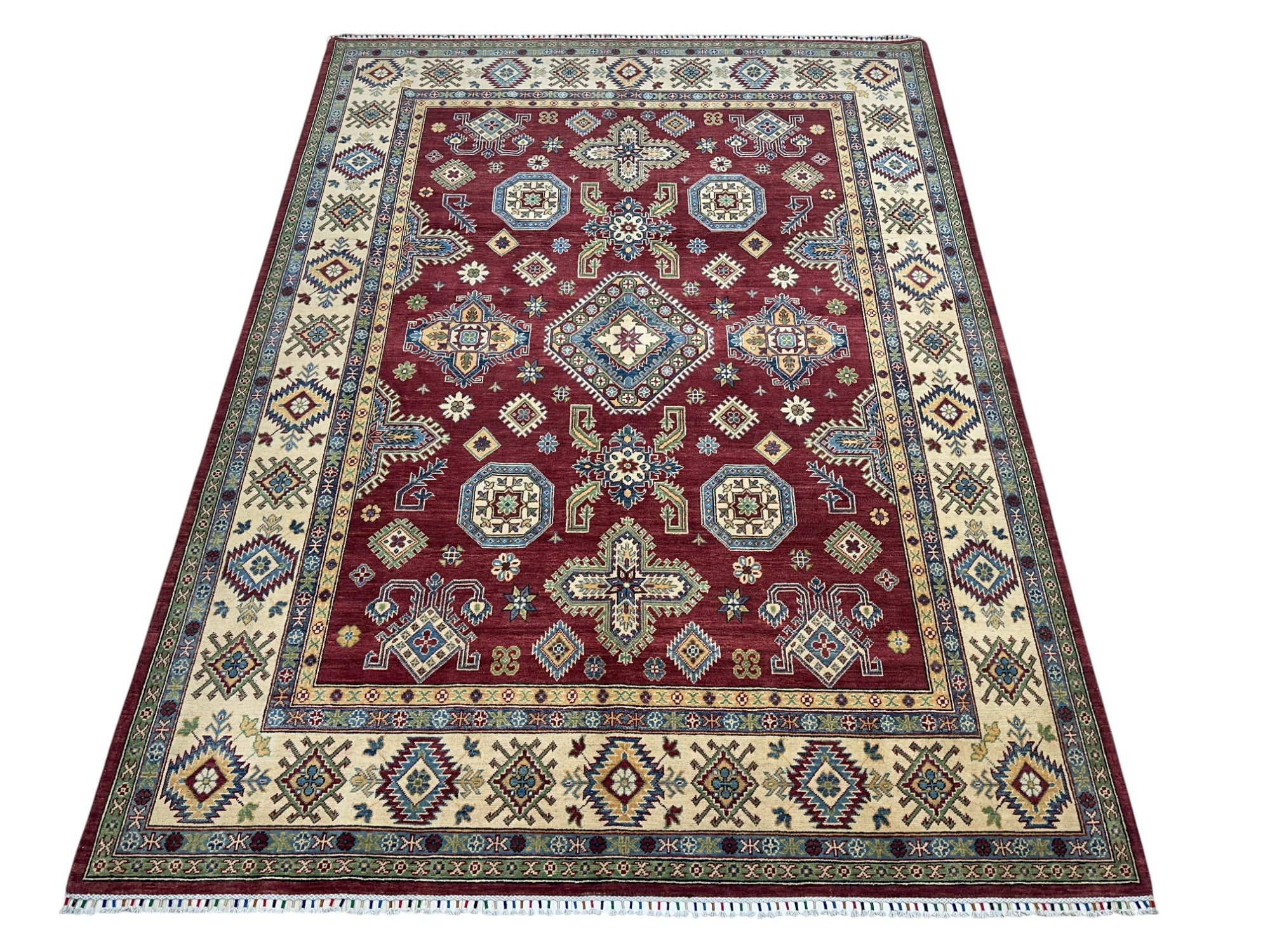 Hand-Knotted Afghani Kazak Wool Rug – 8’0″  x  10’6″
