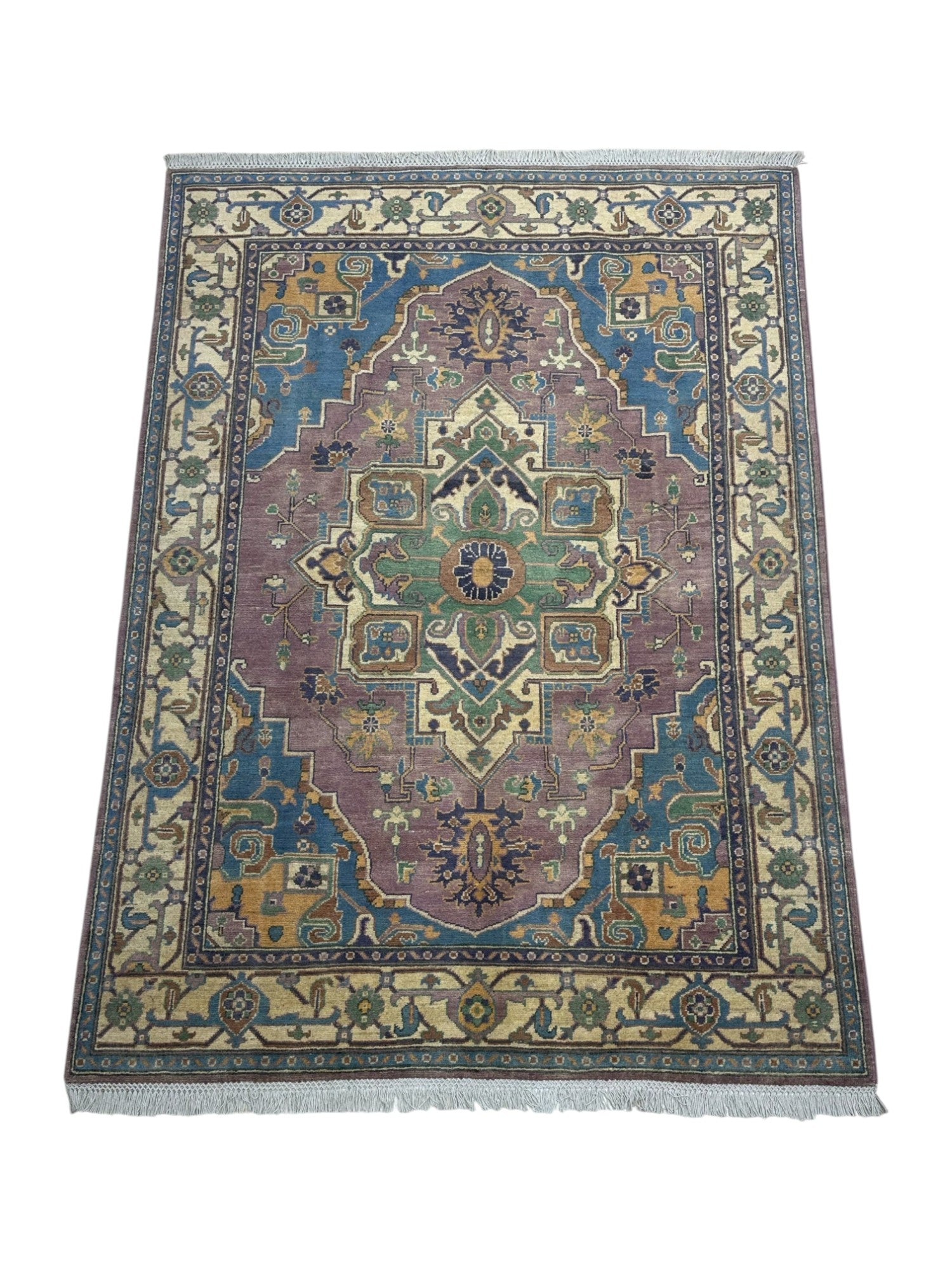 Hand-Knotted Afghani Kazak Wool Rug – 4’9″  x  6’10″