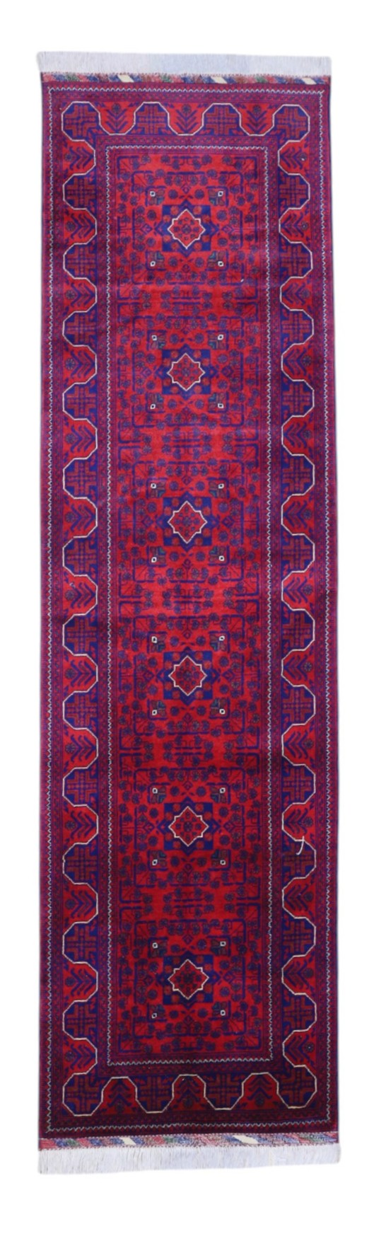 Hand-Knotted Afghani Bukharai Wool Rug – 2’9″  x  9’9″