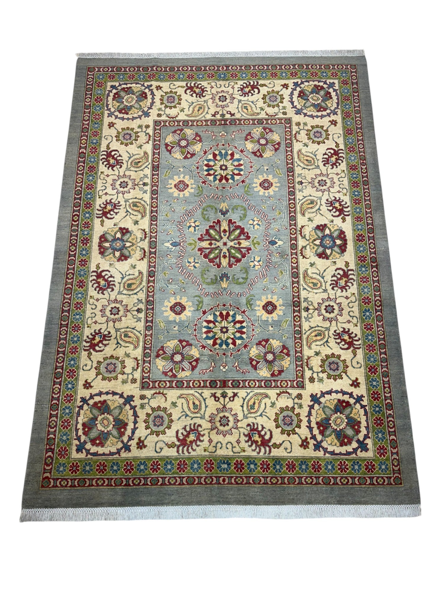 Hand-Knotted Afghani Kazak Wool Rug – 6’0″  x  8’8″