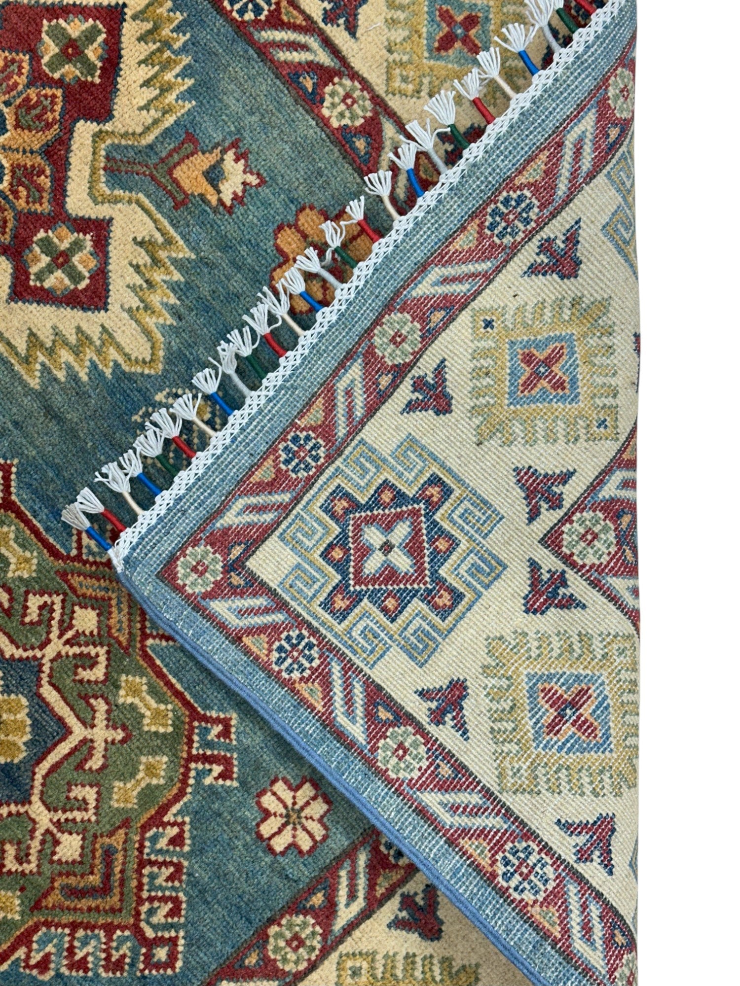 Hand-Knotted Afghani Qazq yak gul Wool Rug – 5’6″  x  7’9″
