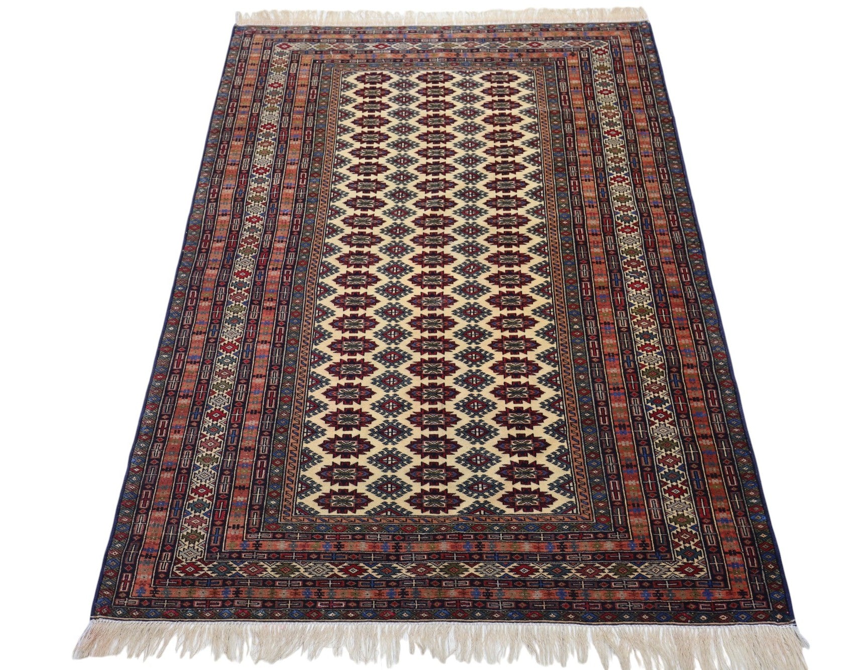 Hand-Knotted Afghani Herati Wool Rug – 4’1″  x  5’9″