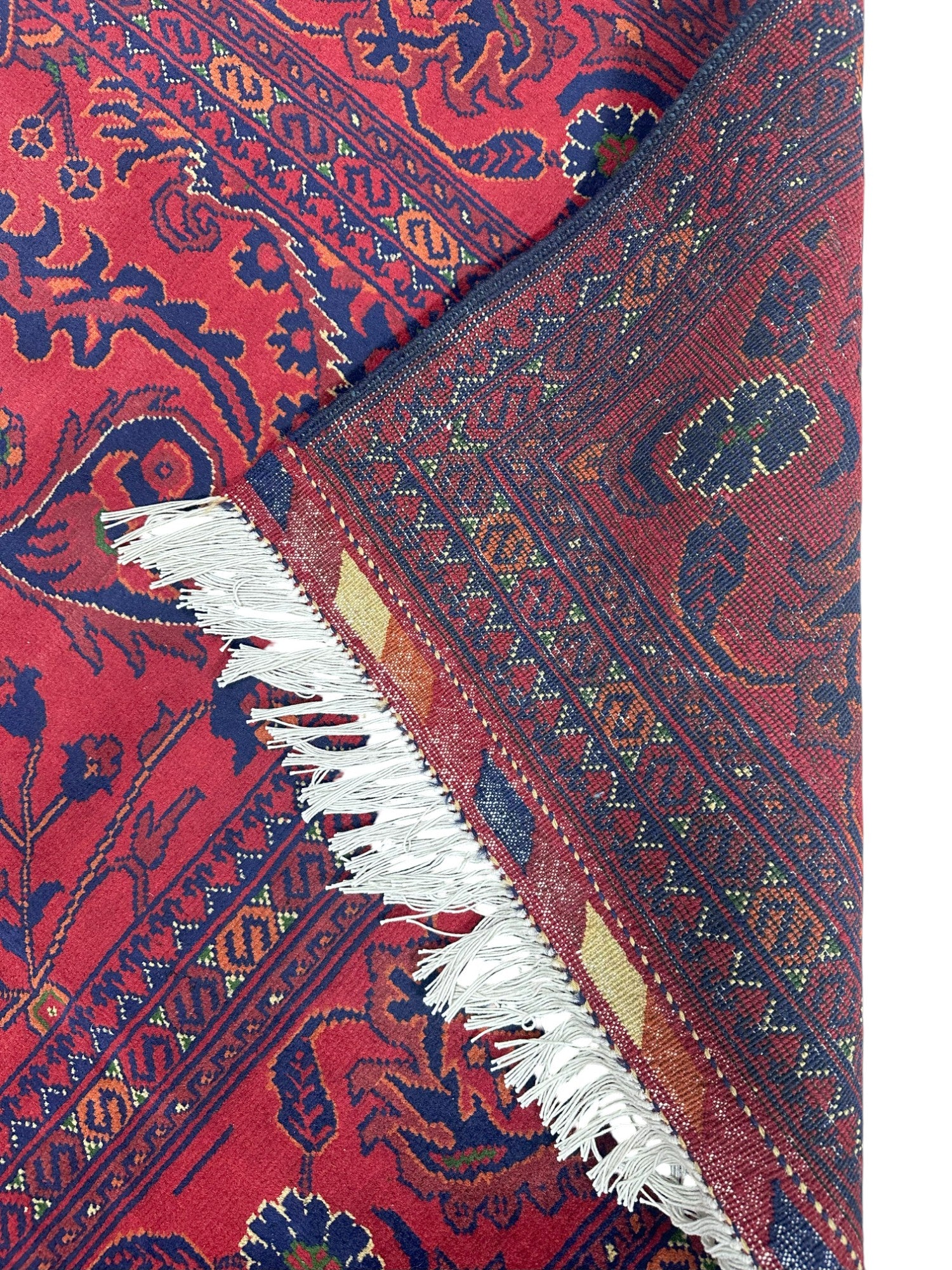 Hand-Knotted Afghani Patnos Wool Rug Red,Blue 5' x 6'9"